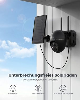 ieGeek 2K 3MP Überwachungskamera Aussen Solar,Kamera Überwachung Überwachungskamera (Aussen, Außenbereich, 355°/120° Pan Tilt,WLAN Kamera Outdoor,Farbige Nachtsicht, 1-tlg., Sirene/Weißlichtalarm,4dbi Doppelantenne,IP65 Wasserdicht, 3 Alarmmodi, 4 Bildschirme gleichzeitig anzeigen, mit Alexa)