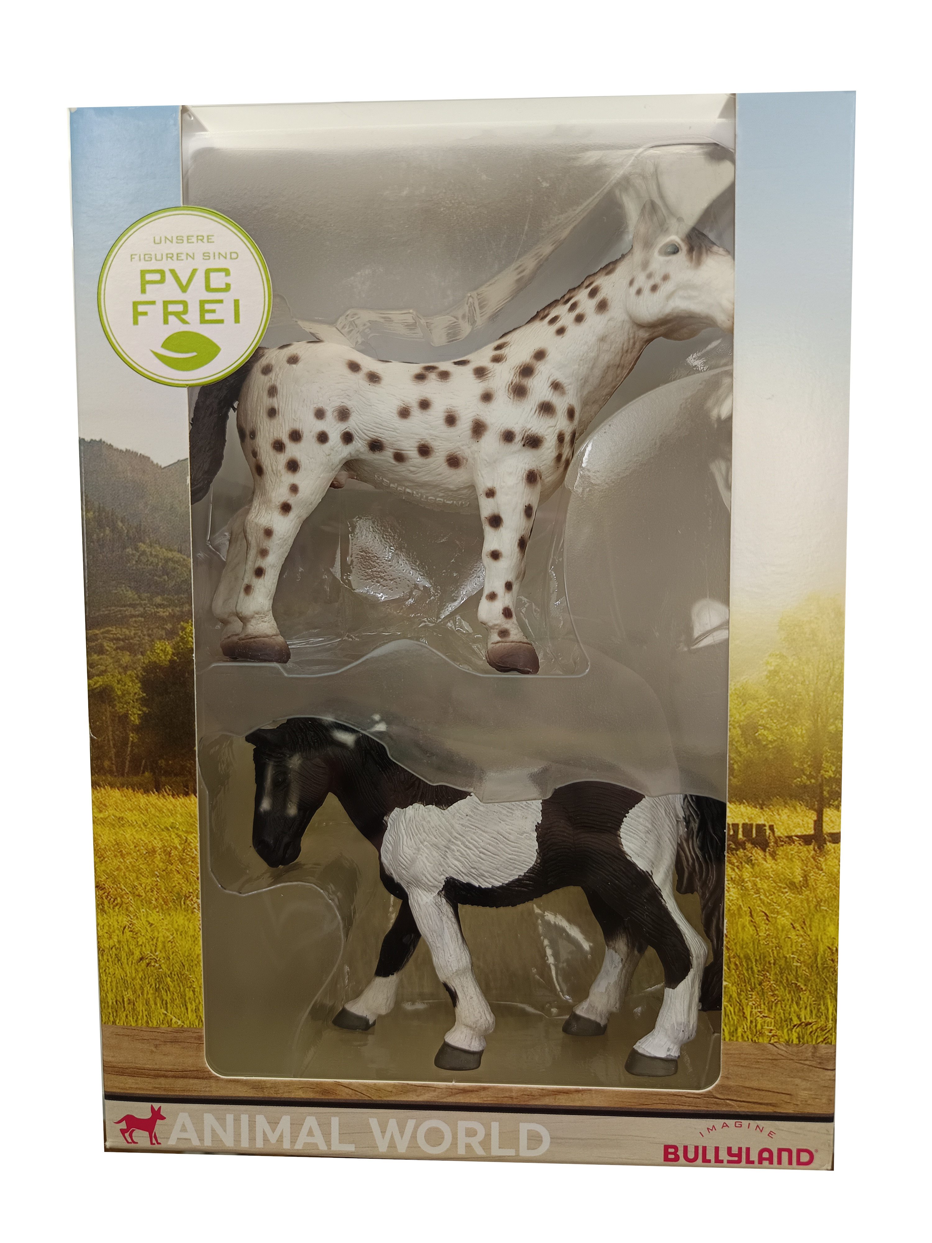 BULLYLAND Actionfigur Animal World 2 Pferde Lewitzer Schecke Knabstrupper Kinder