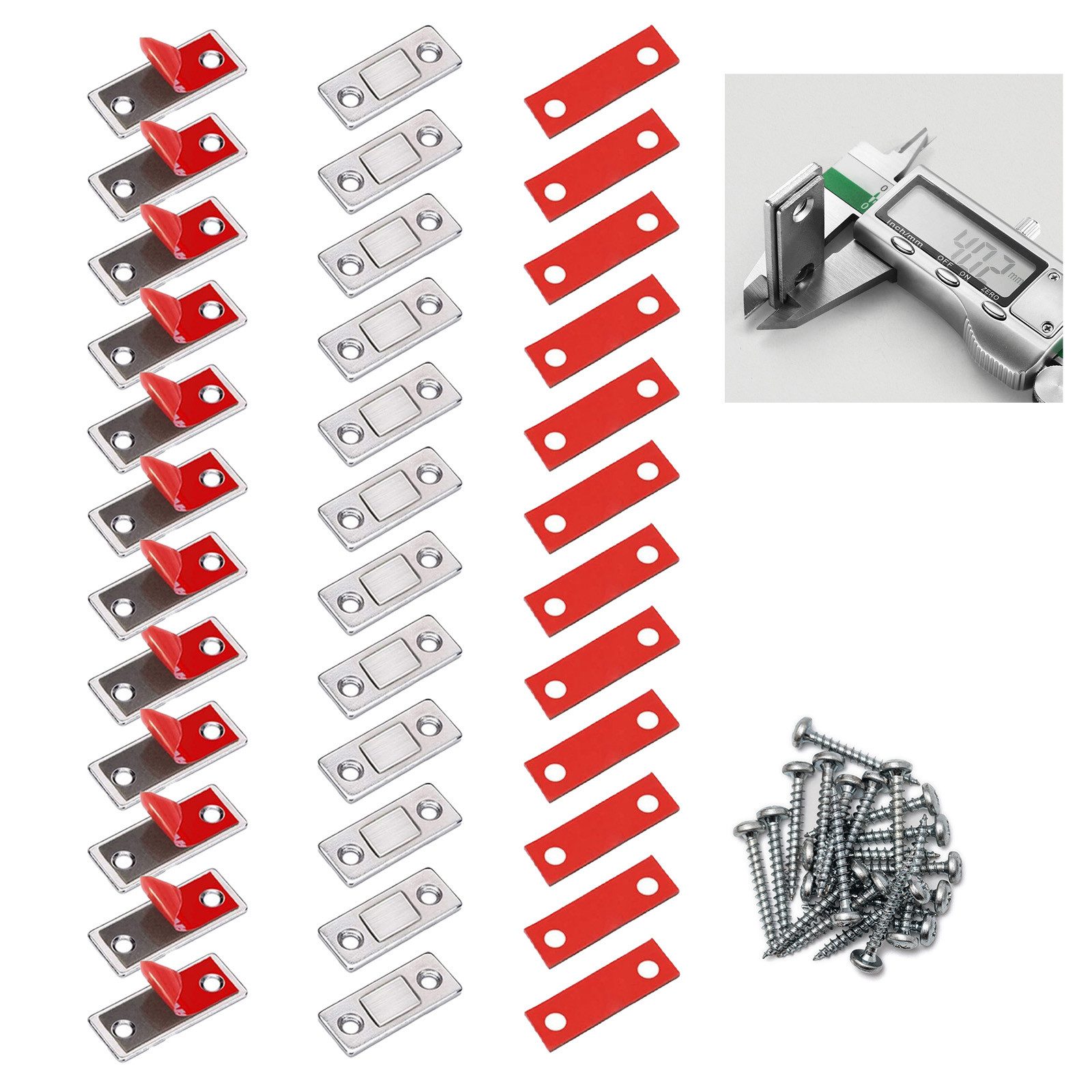 REDOM Haftmagnetschnäpper 12er Magnetverschluss Set Türmagnet Türschließer, Klebemontage ohne Bohren, (starke Magnete mit Schrauben, 12-tlg., Magnetverschlüsse), für Küchen Bad Wohnmobil Schubladen Türen