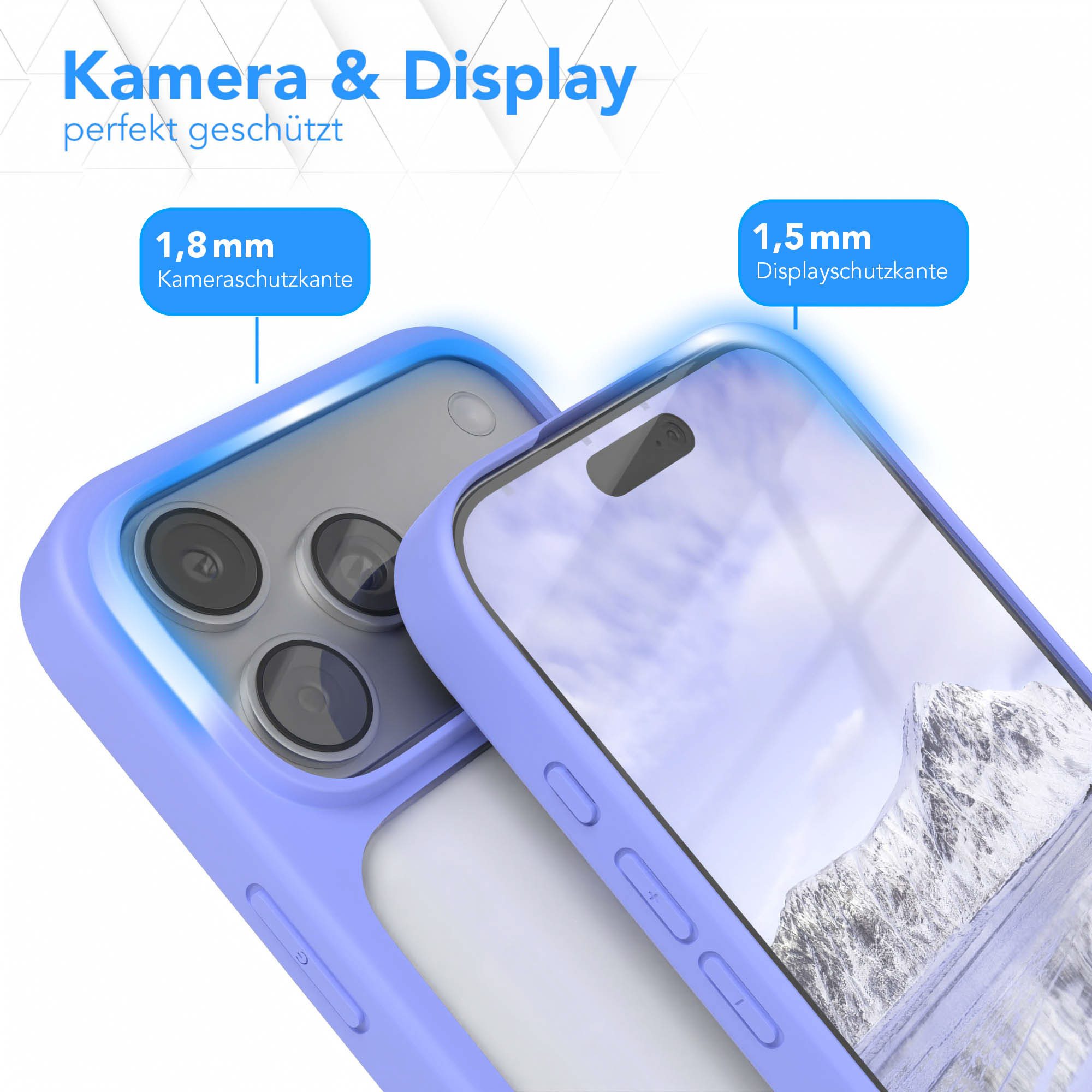 EAZY CASE Handyhülle Bumper Case für Apple iPhone 17 Pro Max 6,9 Zoll, Smart Slimcover Transparent stoßfest Hybrid Hülle Back Cover Blau