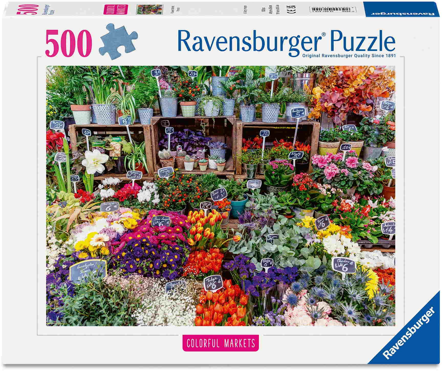 Ravensburger Puzzle 500 Teile Puzzle Blumenmarkt, Frankreich 12001815, Puzzleteile