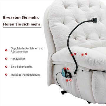 XDeer Massagesessel Elektrisch Relaxsessel mit Fernbedienung Handyhalter, Fernsehsessel Massagefunktion Wärmefunktion Ruhesessel Weiß