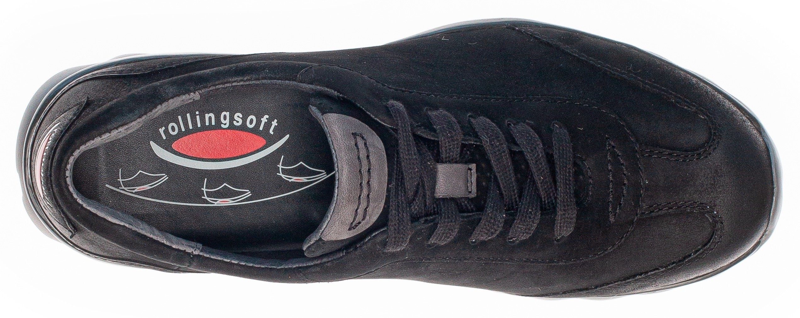 Gabor Ferse der Logoschriftzug Rollingsoft an Keilsneaker schwarz mit