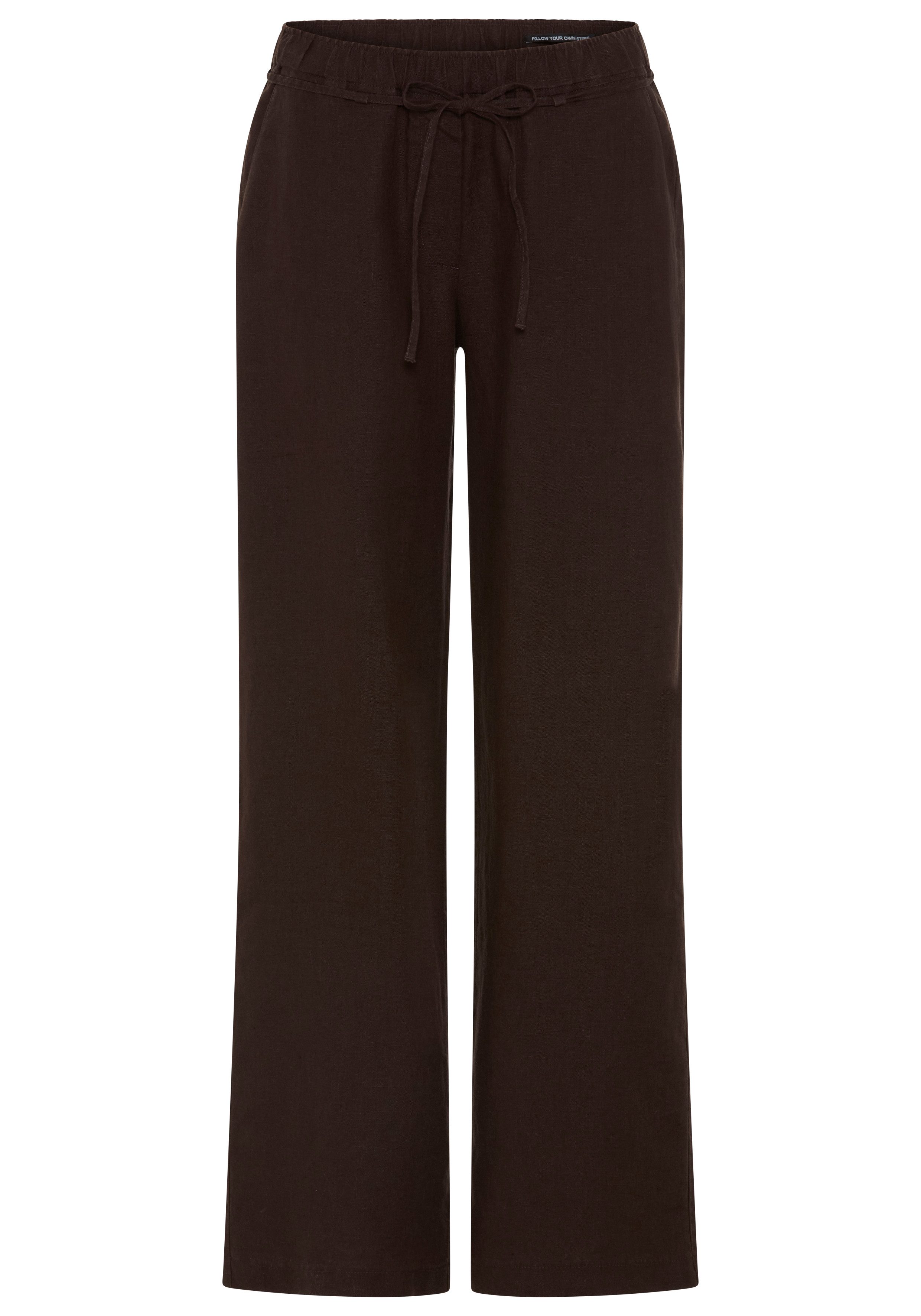 MAC Leinenhose CHIARA BELT Sommerhose Wide Fit, mit geradem, weitem Bein