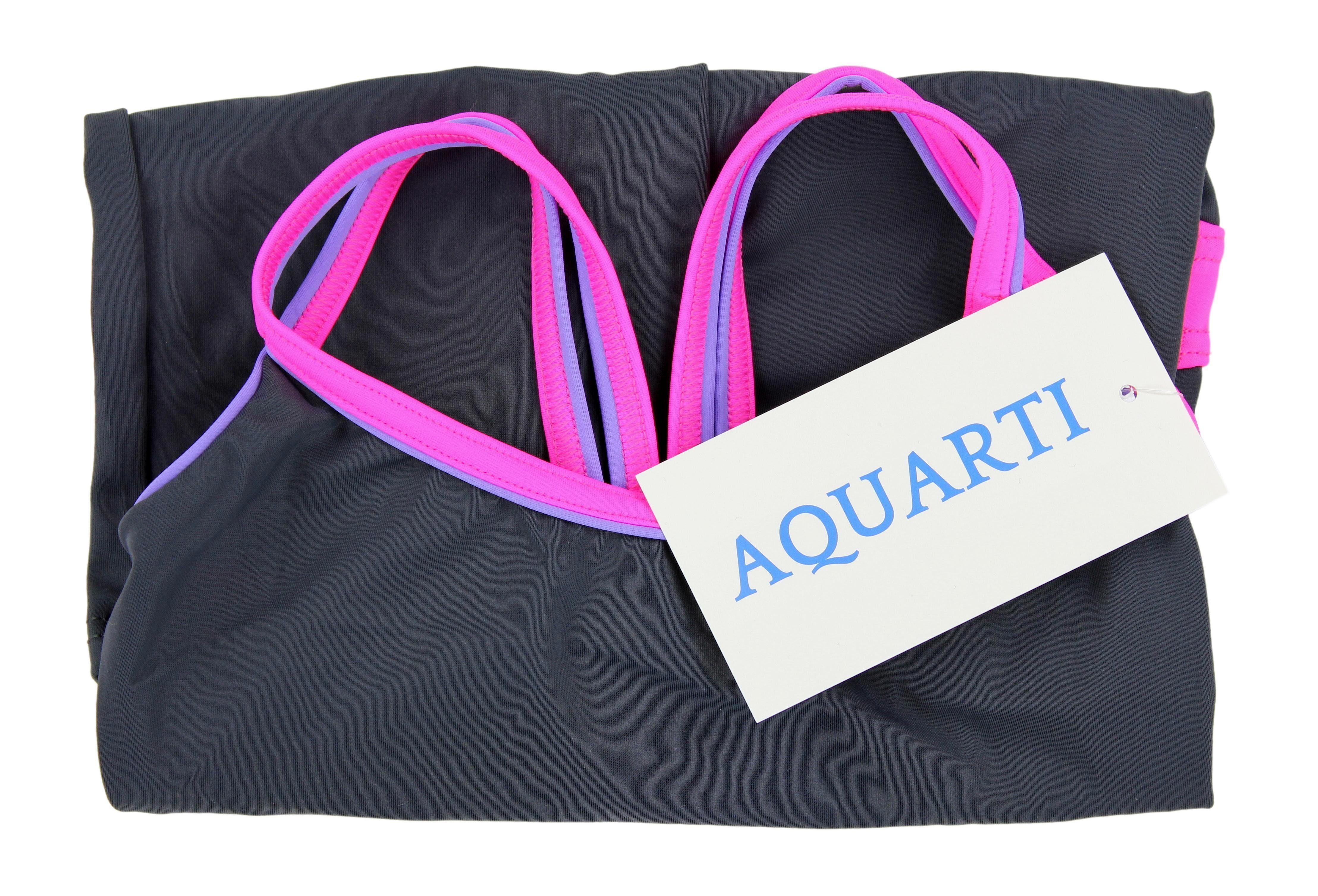 Aquarti Badeanzug Aquarti Mädchen Badeanzug Bein mit / Racerback Pink Grau