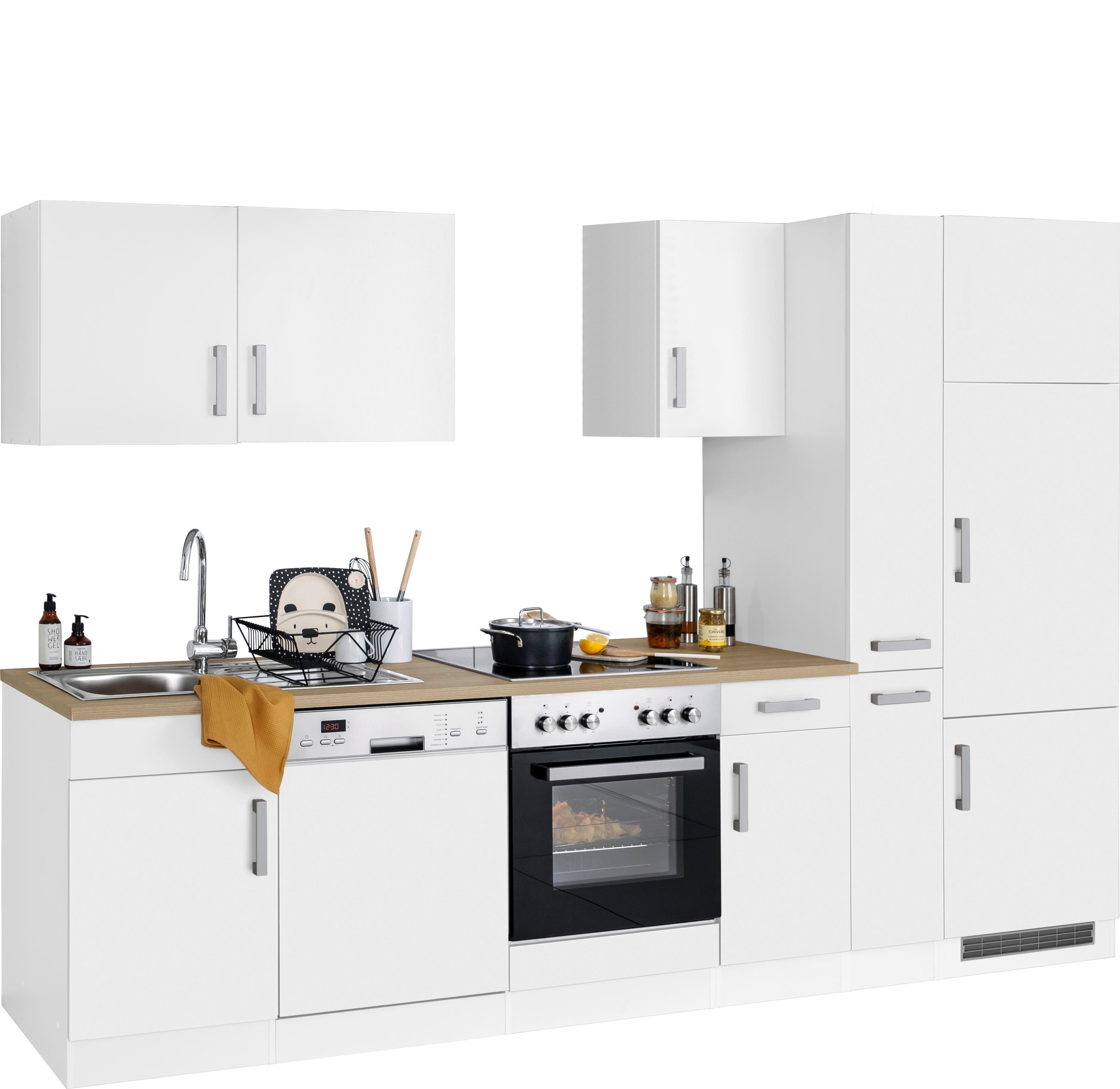 KOCHSTATION Küchenzeile KS-Gera, Breite 300 cm, wahlweise mit E-Geräten, mit Arbeitsplatte