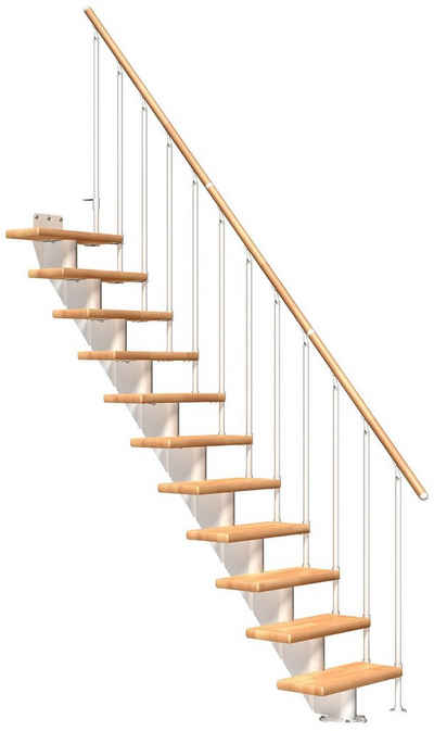 Dolle Mittelholmtreppe »Frankfurt Buche 75«, für Geschosshöhen bis 301 cm, Stufen offen, Buche, Metallgeländer, versch. Ausführungen