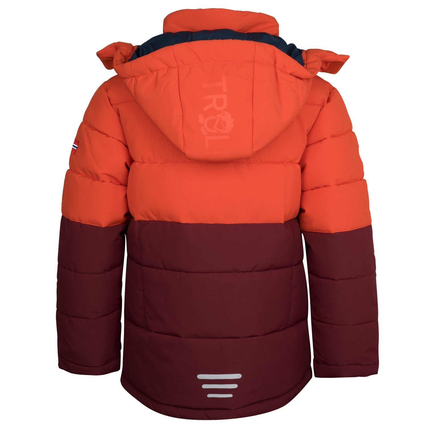 Dunkelorange/Kastanienbraun/Mystik Blau Atmungsaktiv Winterjacke Gryllefjord TROLLKIDS