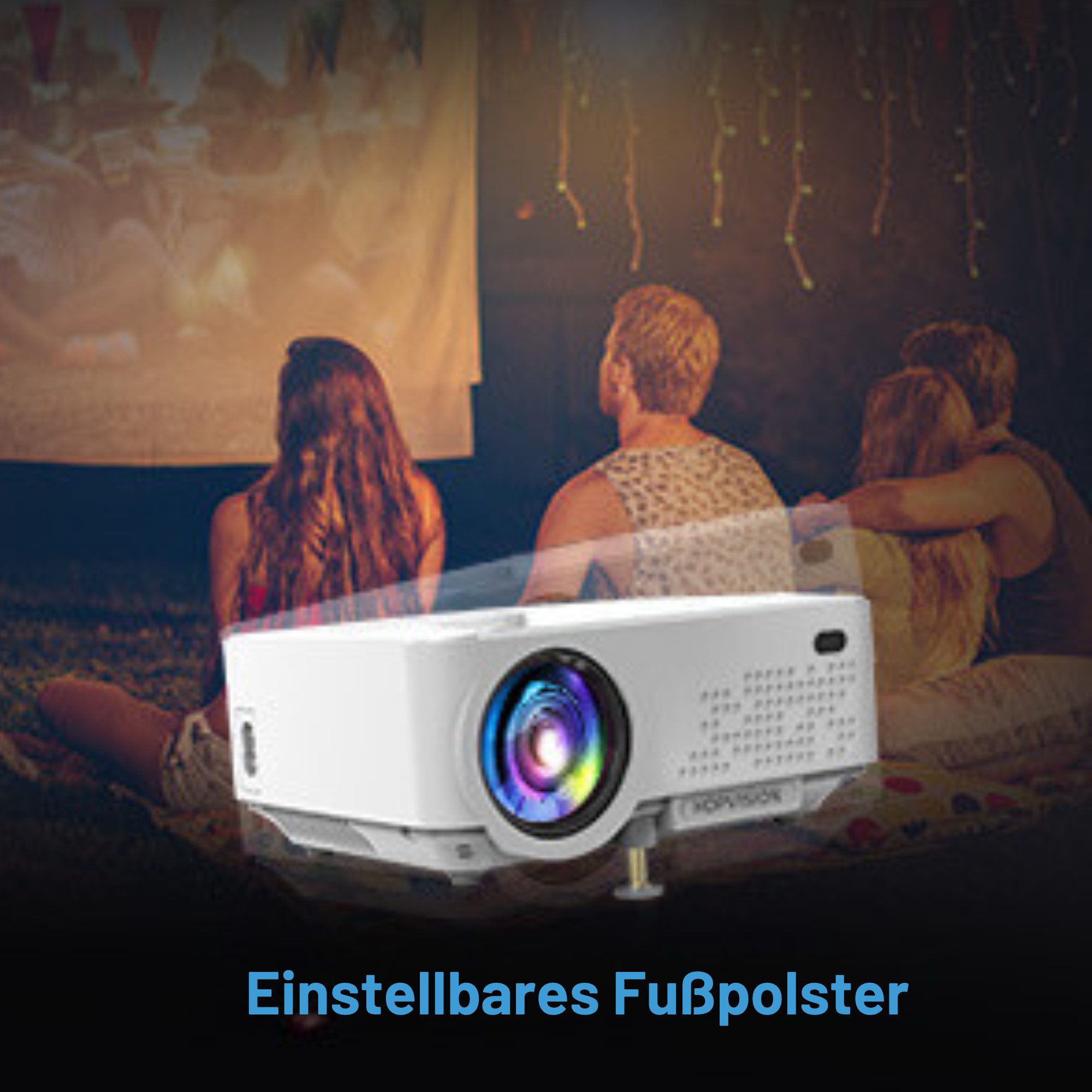 Vivitar Mini Beamer mit Screen Mirroring, 7000 Lumen Heimkino FULL HD LED-Beamer (7000 lm, 1080P px, 1080P Video Beamer mit 240" Display, 90000 Stunden LCD)