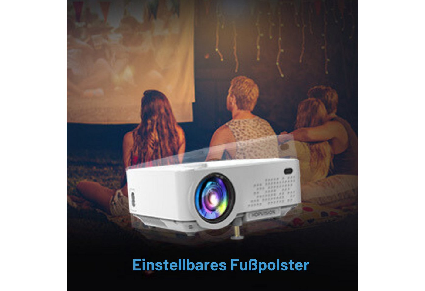 Vivitar Mini Beamer mit Screen Mirroring, 7000 Lumen Heimkino FULL HD LED-Beamer (7000 lm, 1080P px, 1080P Video Beamer mit 240" Display, 90000 Stunden LCD) weiß