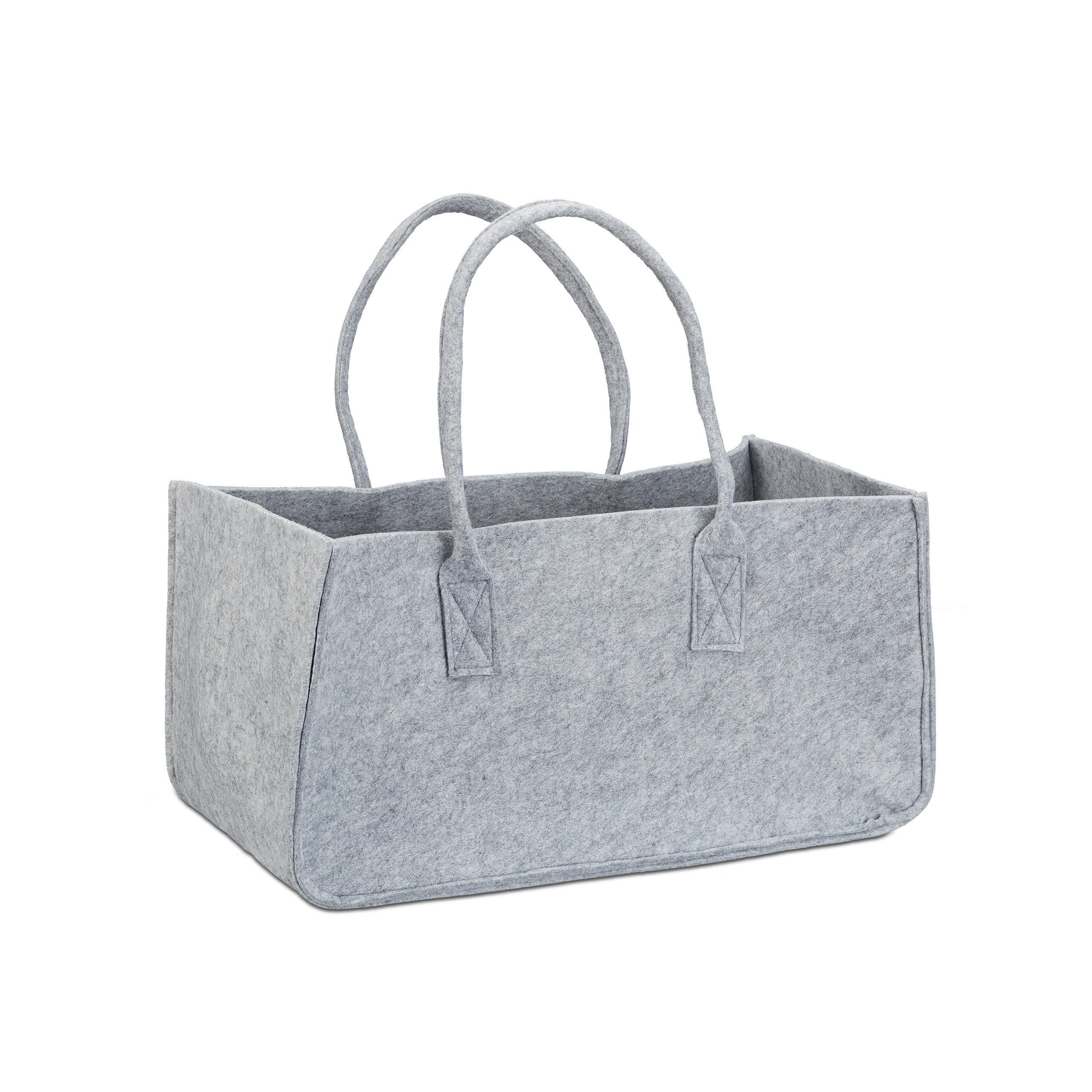 Holztragetasche grau 2 aus Kaminholztasche x relaxdays Filz