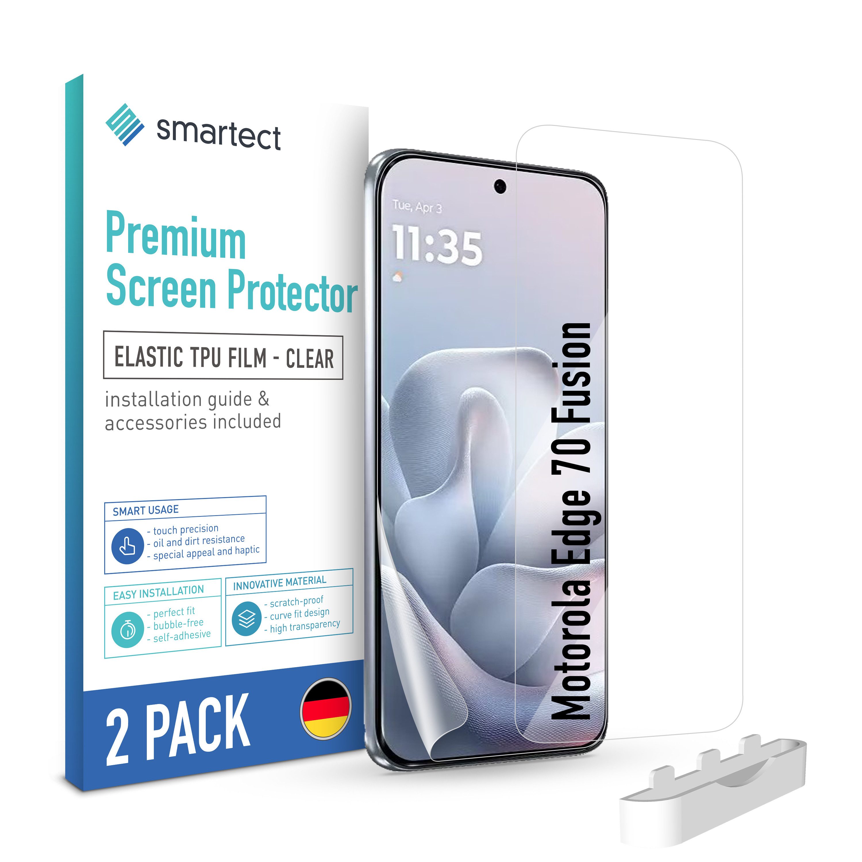 smartect Displayschutzfolie 2X TPU Schutzfolie Klar für Motorola Edge 70 Fusion für Motorola Edge 70 Fusion, Set, 2 Stück, Ultra-klar, Kratzfest, Blasenfrei, Oleophob, Fingerabdruck kompatibel