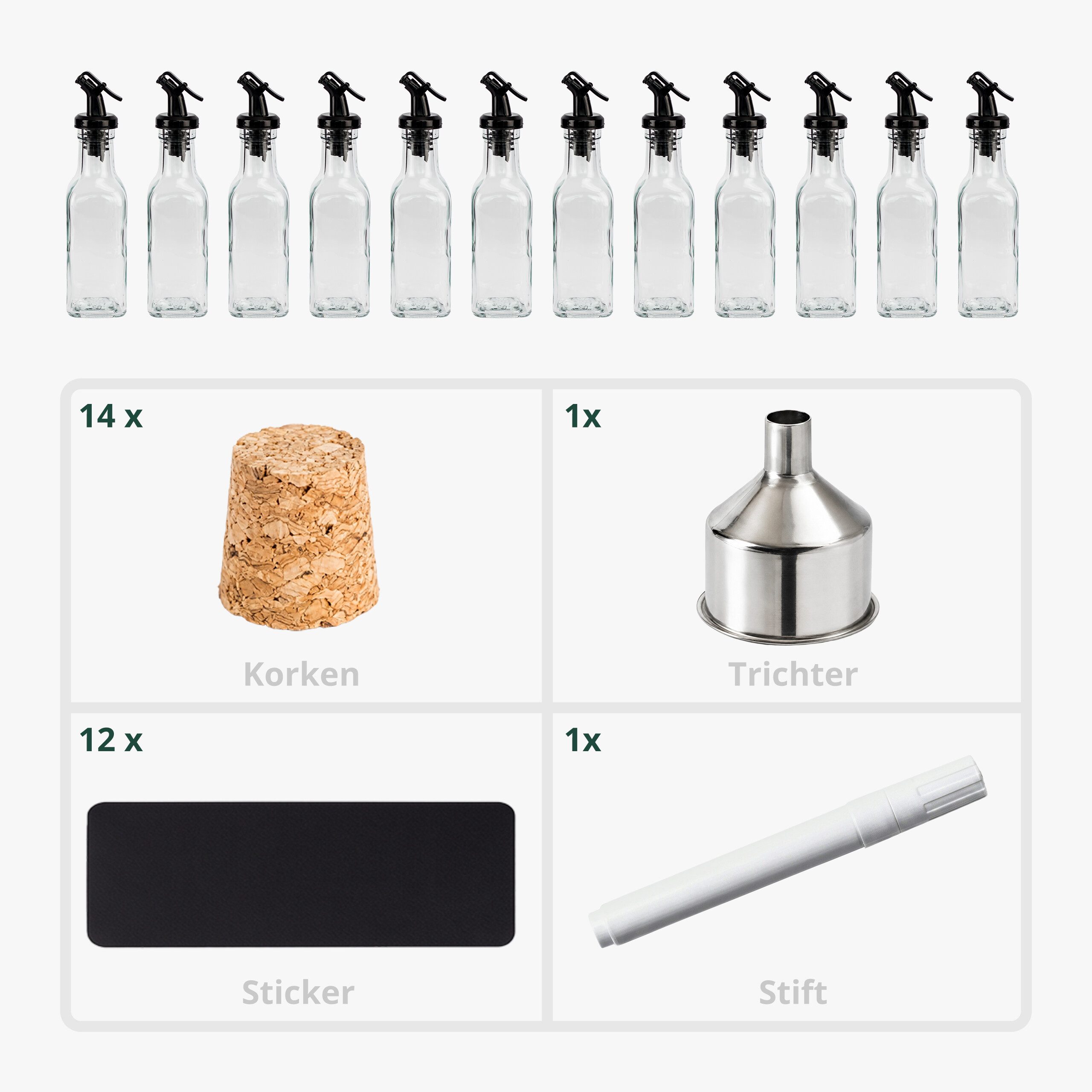 relaxdays Ölspender Öl Flasche mit Ausgießer 12er Set, (12-tlg) – Bild 5 von 5