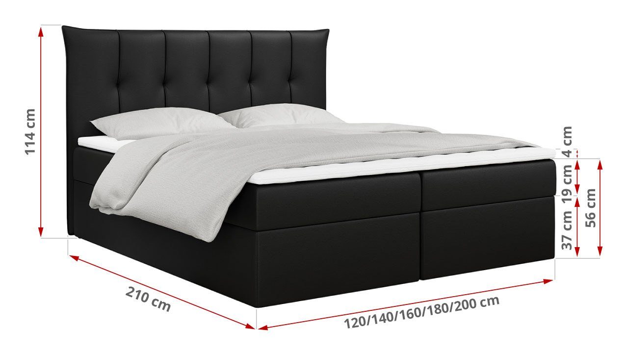 Schlafzimmer, Bettkasten MKS 10, mit Polsterbett PREMIUM Boxspringbett mit MÖBEL Kopfteil Doppelbett für