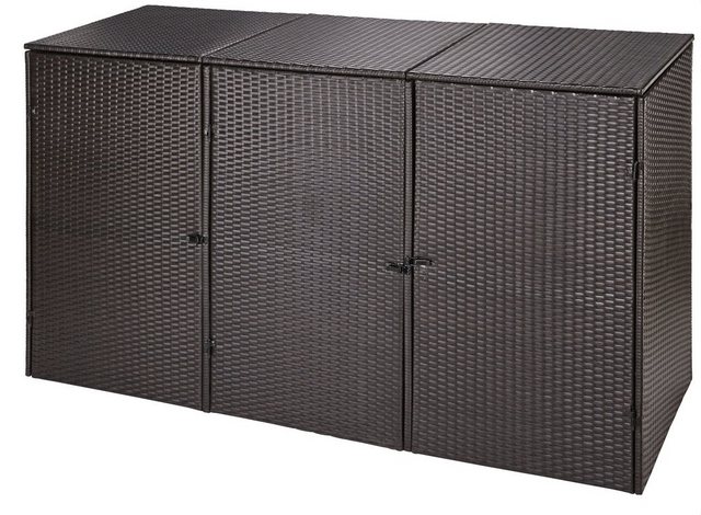HANSE GARTENLAND Mülltonnenbox, für 3×240 l aus Polyrattan, BxTxH: 228x78x123 cm