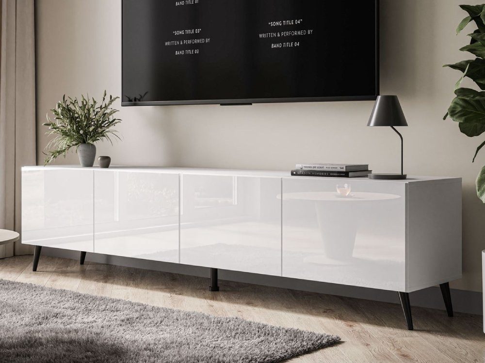 ALLHOUSE24 TV-Schrank LOGANTE 200 cm Breite Unterschrank TV Lowboard Metall Füße (2 x Schränke 100 cm breit) 200 cm Breite