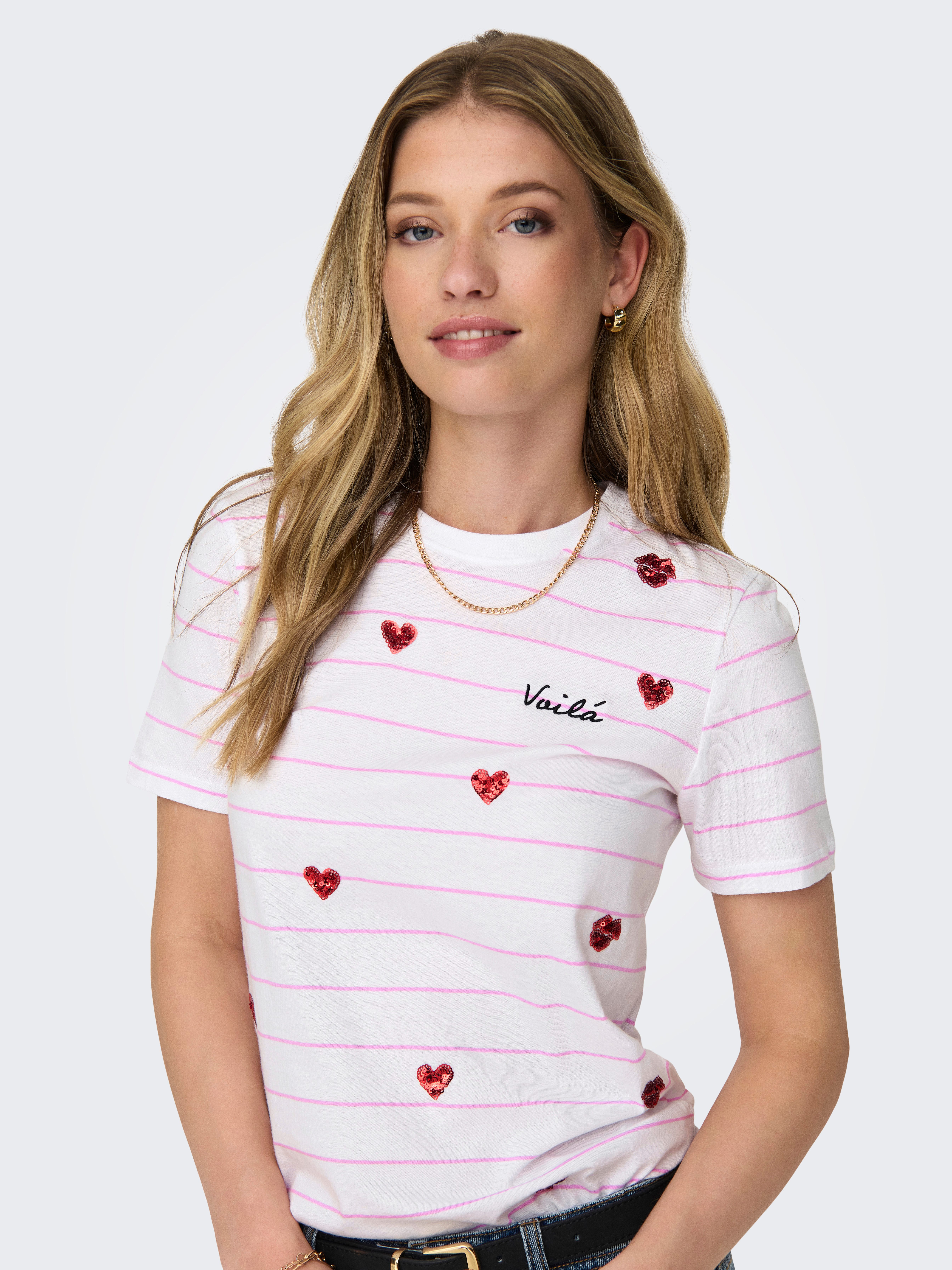 ONLY T-Shirt ONLKITA LIFE REG S/S HEART TOP BOX JRS günstig online kaufen