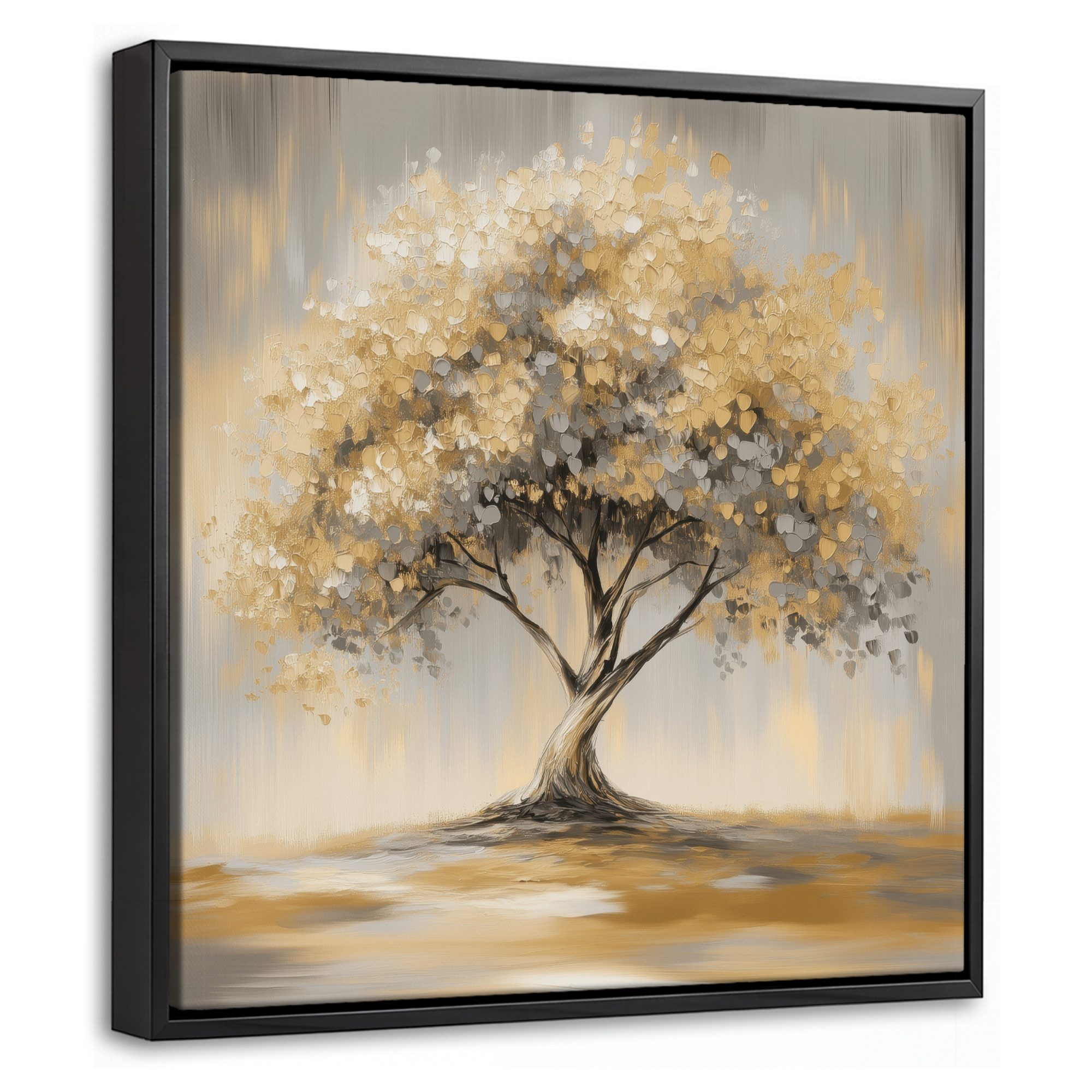 OneMillionCanvasses® Leinwandbild mit Rahmen - Kunstdrucke - Baum - Abstrakt - Blätter, Fotodruck (1 St), Leinwand Bilder Klein, Wand Dekoration Aesthetic 20x20cm