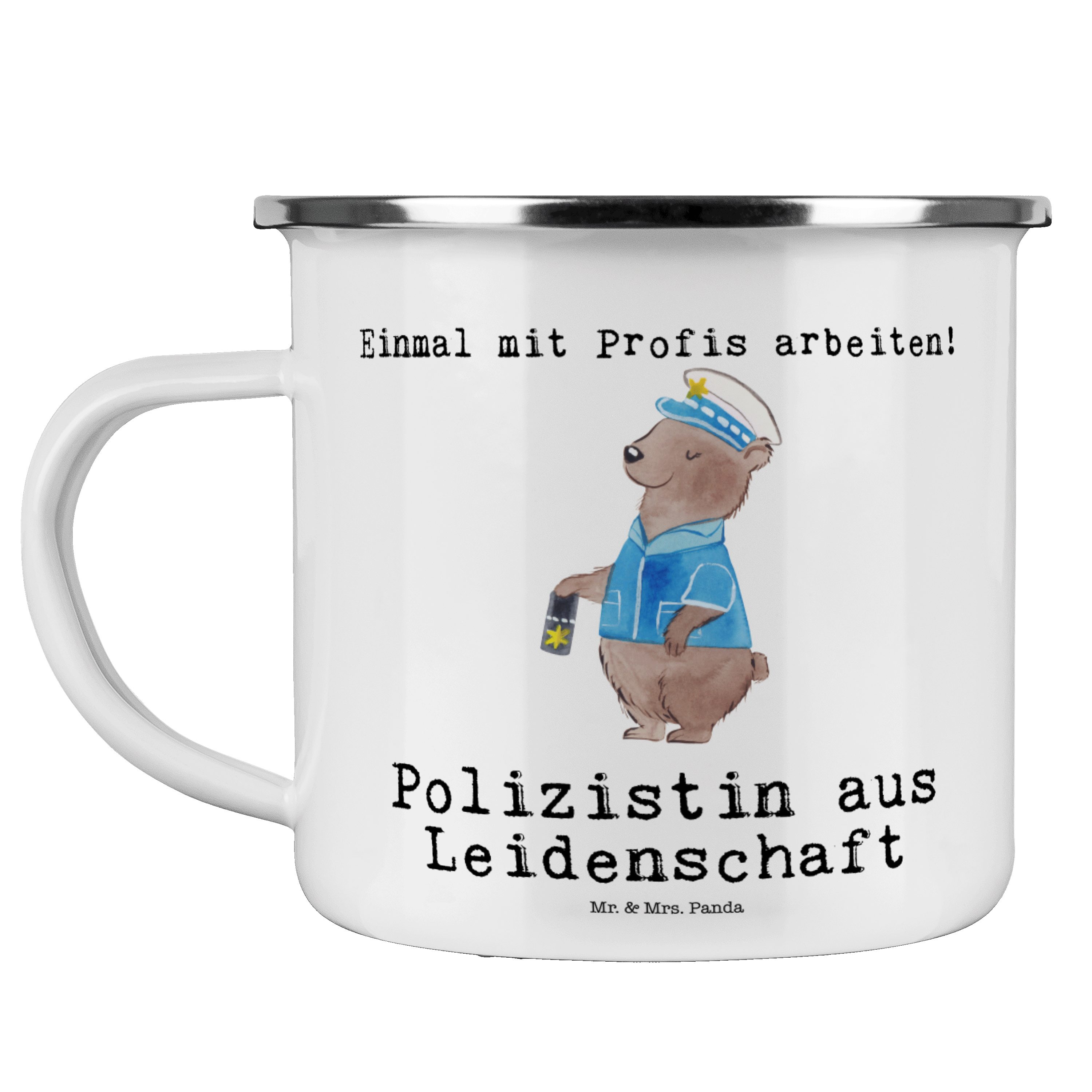 Mr. & Mrs. Panda Becher »Polizistin aus Leidenschaft Weiß Geschenk, Abschied, Polizei, Danke
