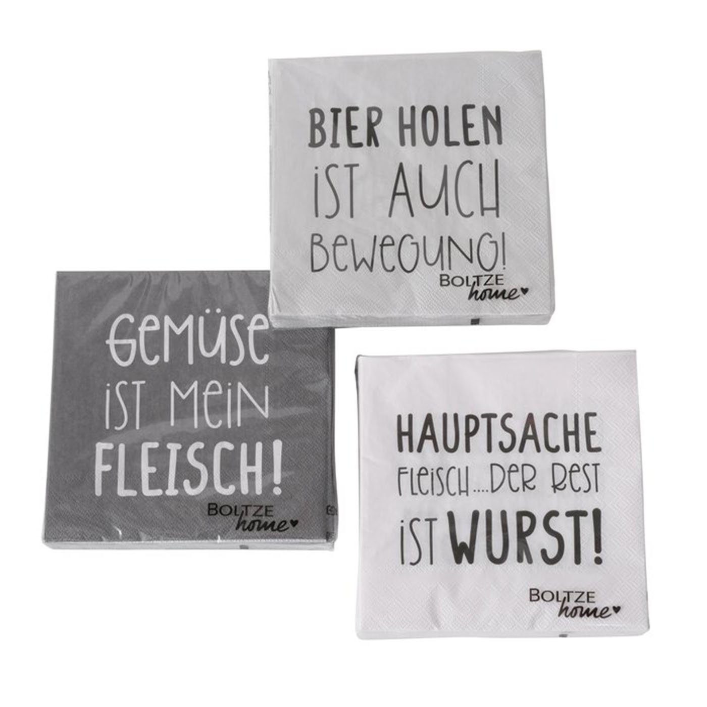 BOLTZE Papierserviette Servietten Grillen Sprüche 3er Set 60 Stück Papierservietten. € 13,95