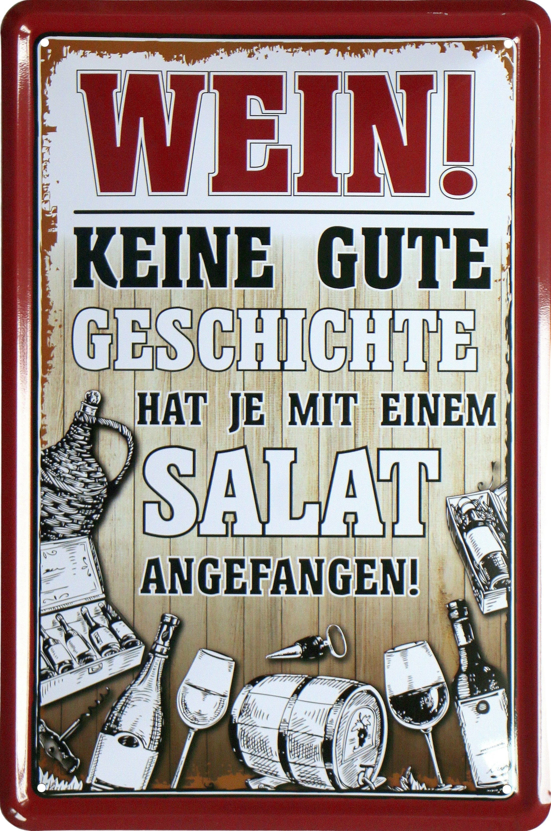 WOGEKA ART Metallbild Wein! - 20 x 30 cm Retro Blechschild, Blech1556, Metallschild Wanddeko Schild Wandbild Türschild Alkohol
