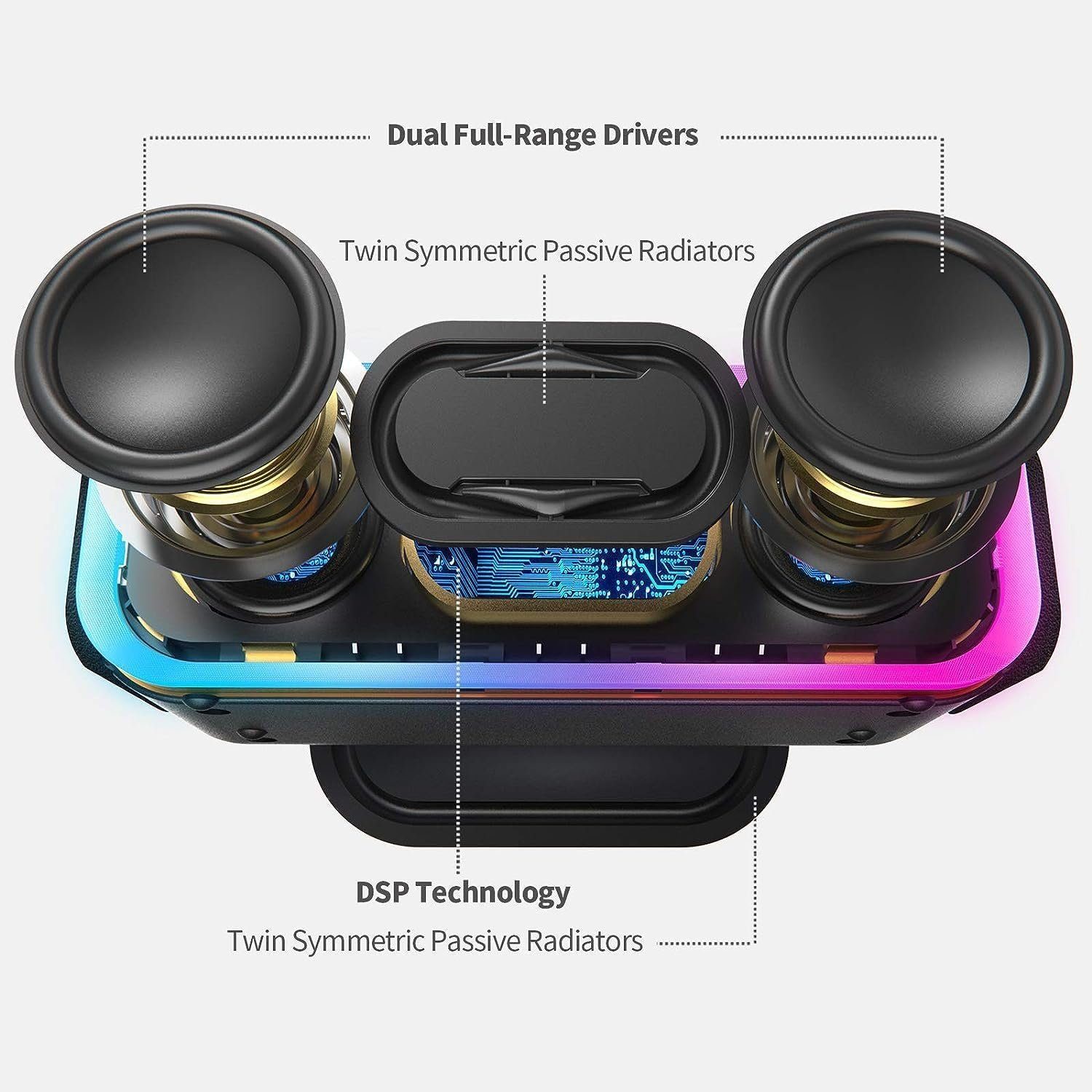 DOSS Stereo Lichtern, Std) IPX5 Bluetooth W, Wasserdicht, Stereo-Pairing, Lautsprecher (Bluetooth, Wireless 24 Musikbox 15