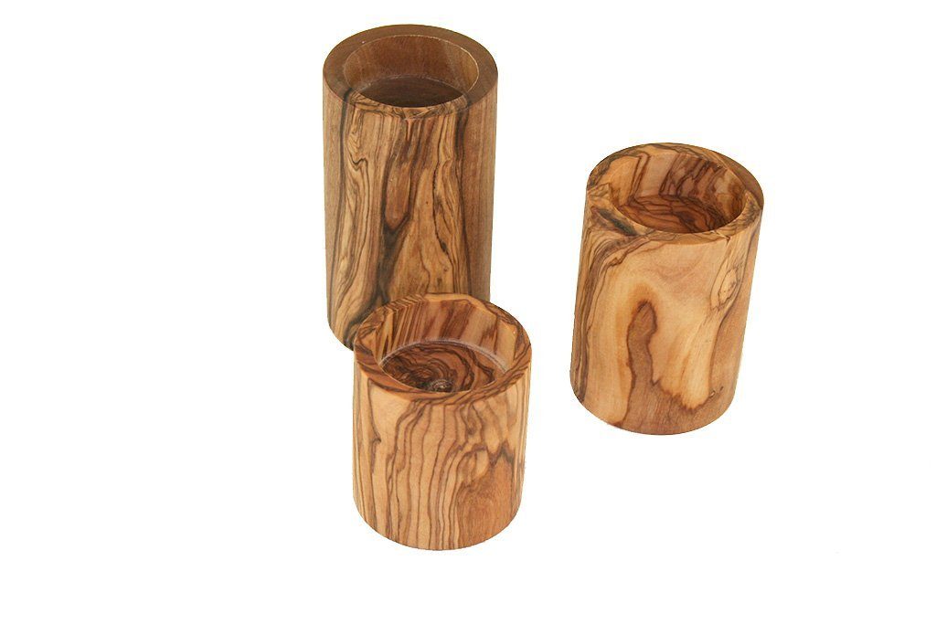 Olivenholz-erleben Teelichthalter im 3er-Set, unterschiedlich hoch, aus Oli günstig online kaufen