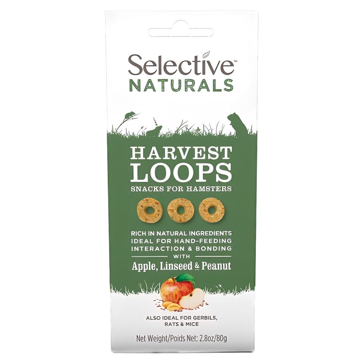 Supreme Science Selective Naturals Harvest Loops Apple, Linseed & Peanut 80 g, Snack für: Kleintier
