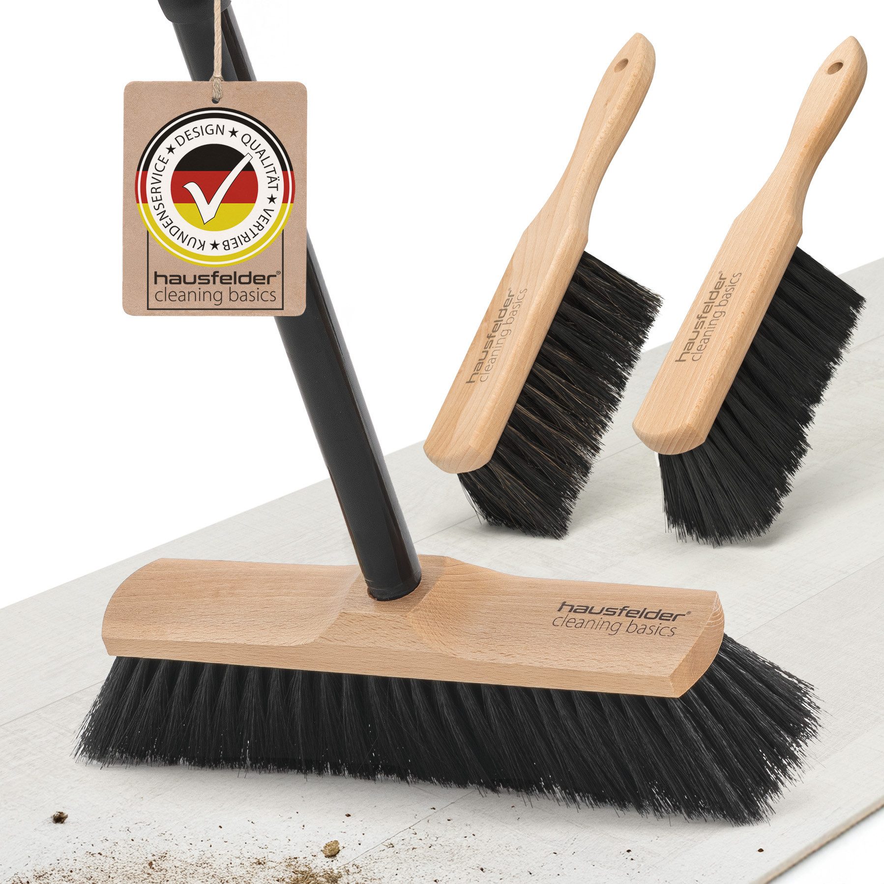 Staubbesen Zimmerbesen + Handbesen, Vorteilspack: 1 x Besen 30cm, 2 x Handfeger
