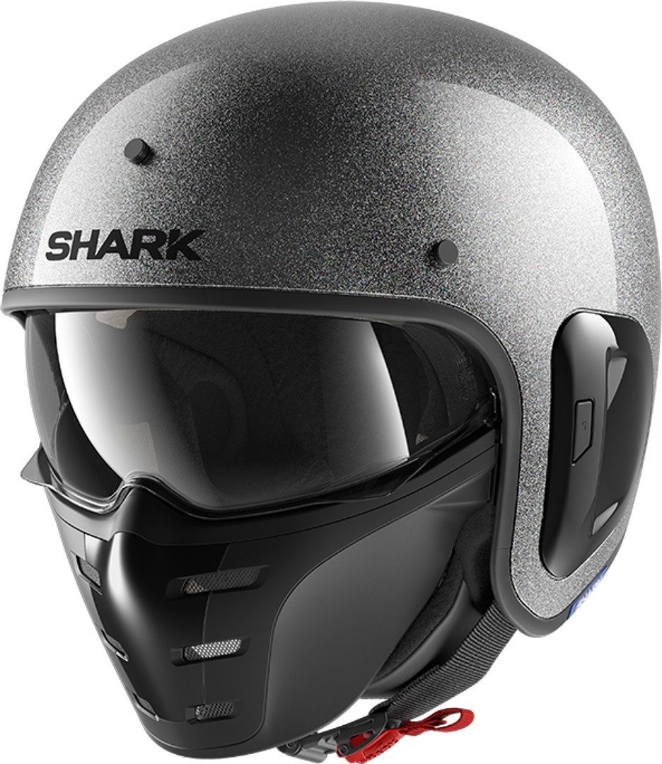 Shark Motorradhelm S-Drak 2 Glitter Jethelm, integriertes Sonnenvisier