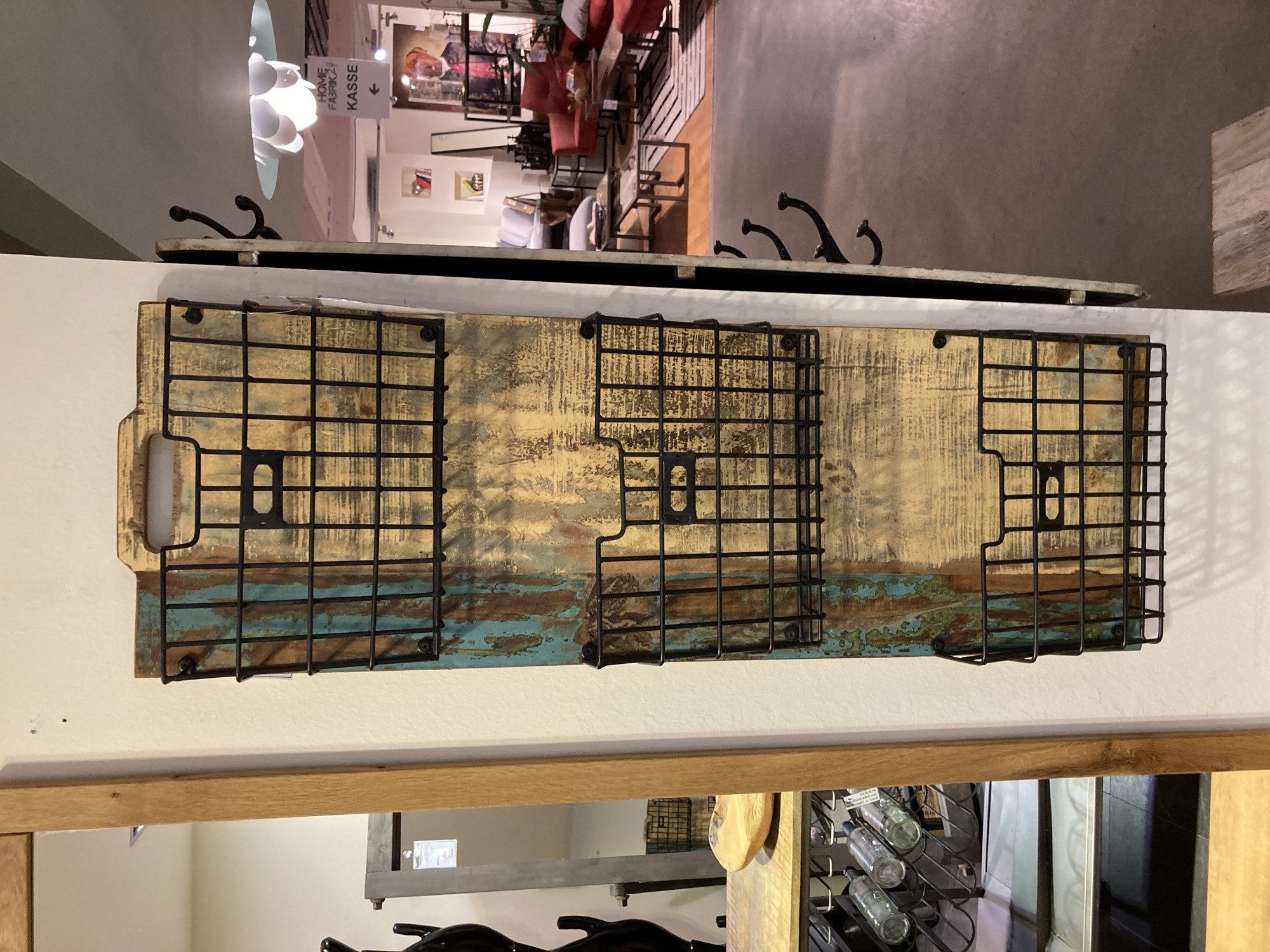 More2Home Wandregal Wandregal CALE, Altholz massiv, 3 Metallkörben günstig online kaufen