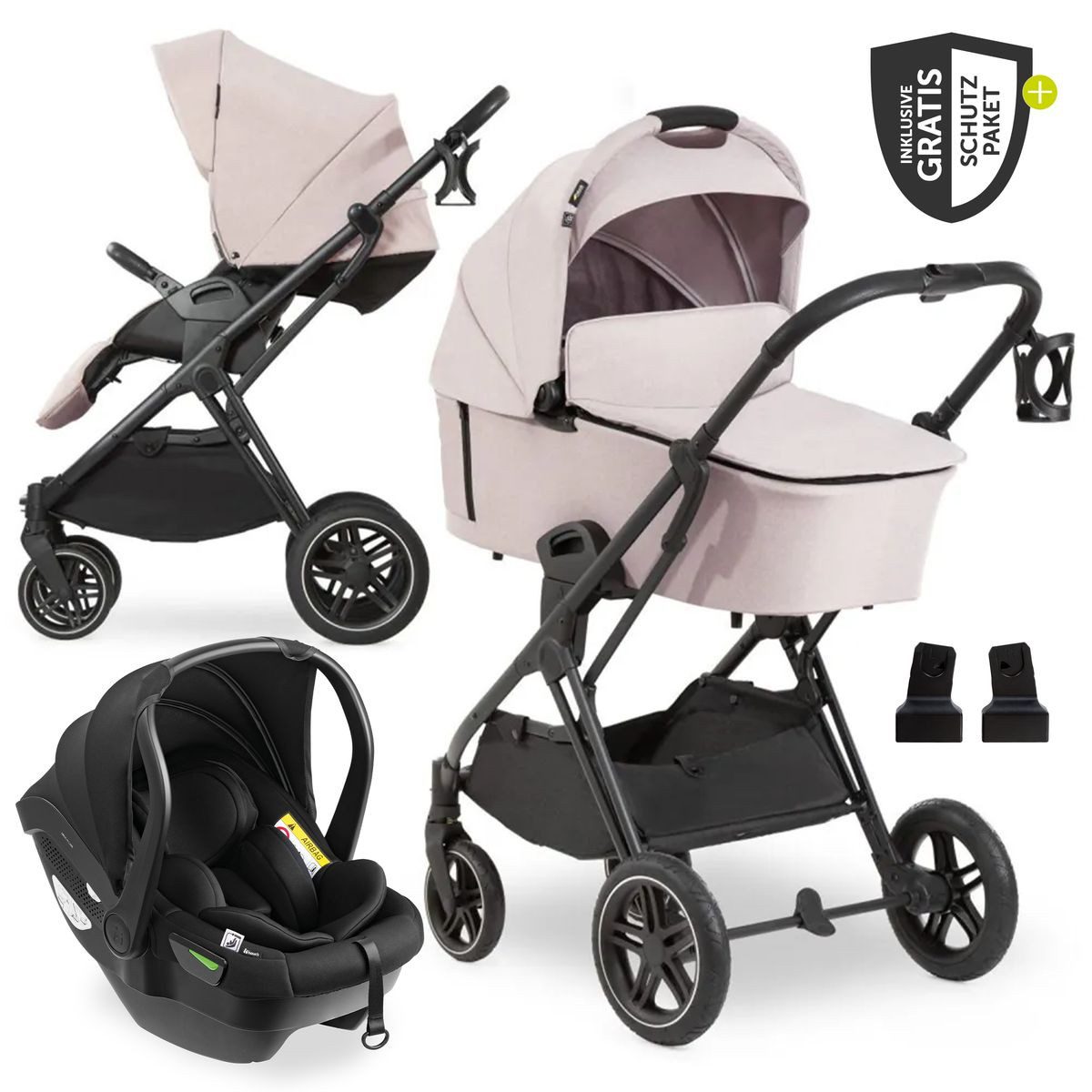 Kombi-Kinderwagen Vision X Trio Set Black - Melange Beige