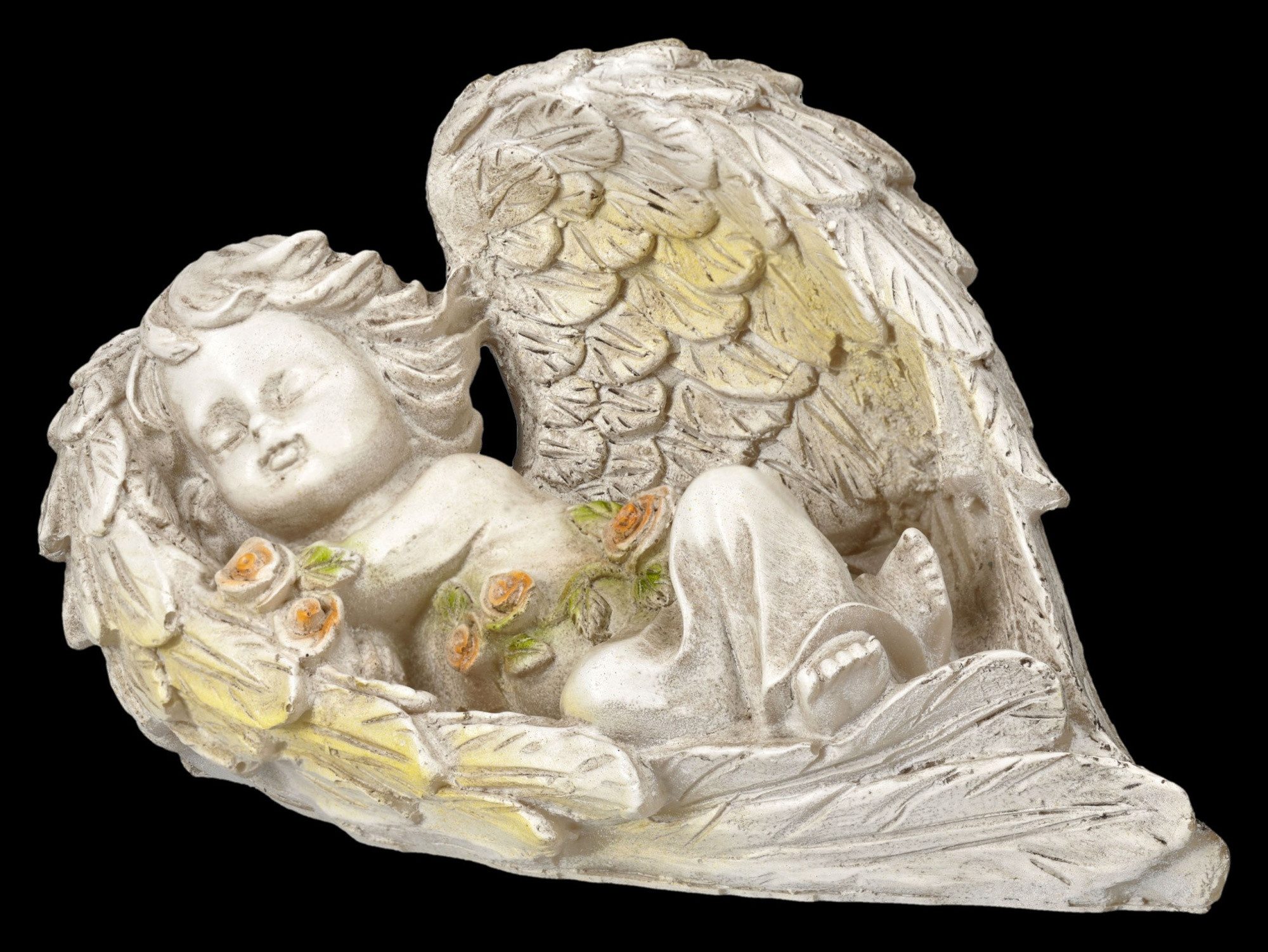 Figuren Shop GmbH Dekofigur Engel Figur – schlafender Grabengel Statue Gedenk Dekofigur 11.5 cm