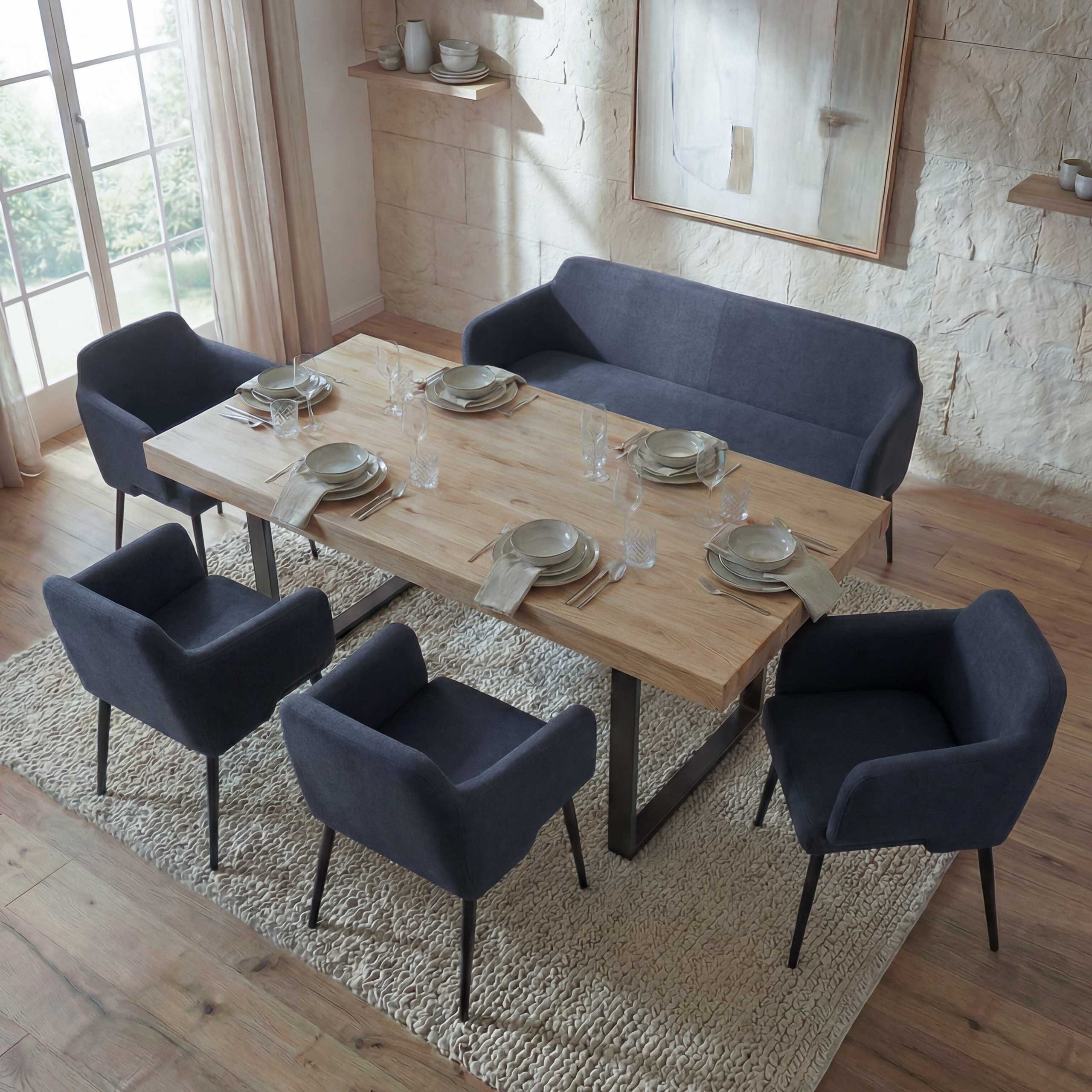 MCW Essgruppe MCW-L13-Set-4, (Set, 5er), Hohe Stoffqualität, Schraubfüße zum Ausgleichen von Bodenunebenheiten