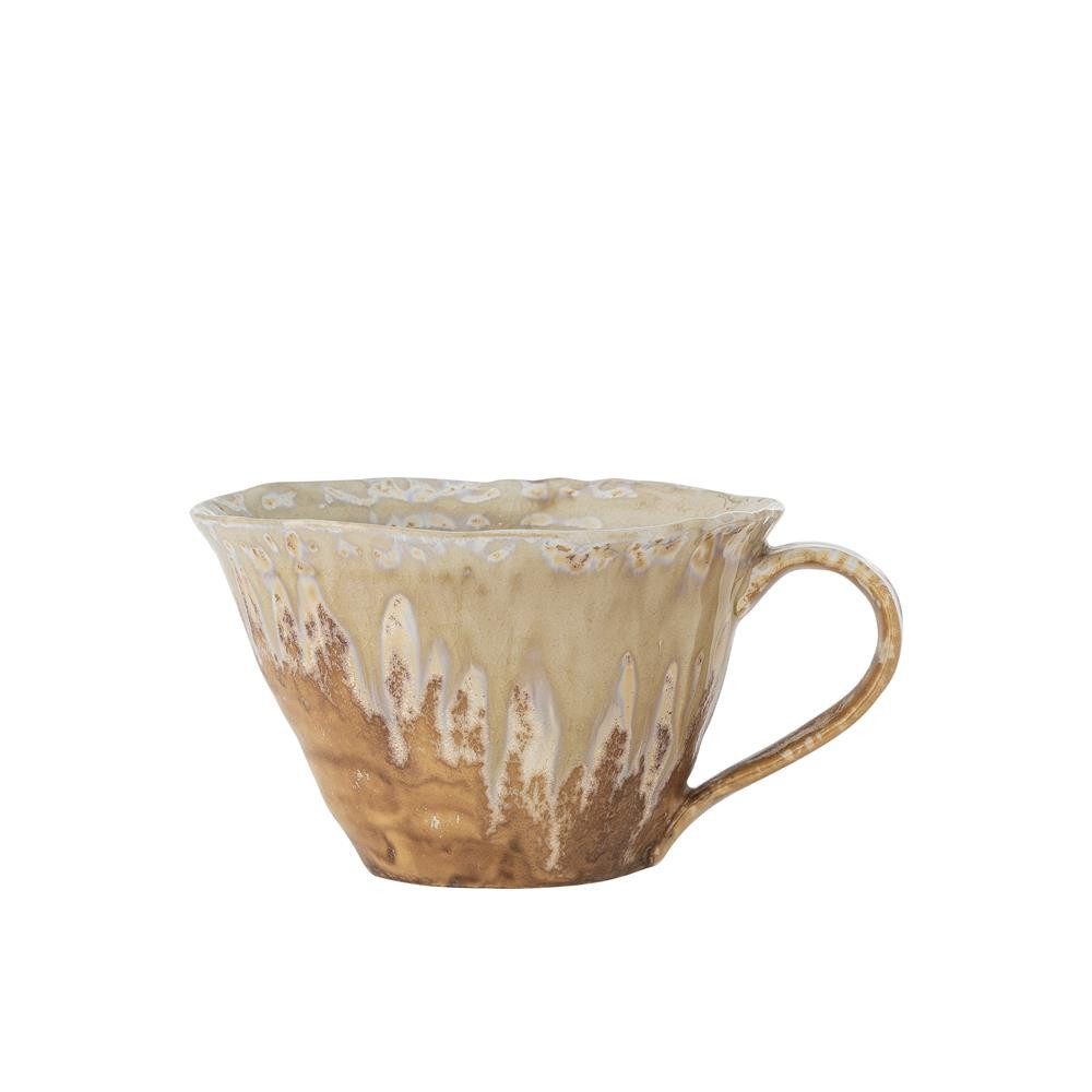 Bloomingville Tasse Milani Natur, Steingut, 250 ml, D11xH7 cm, Steingut, Handgefertigt, reaktive Glasur, Rustikal, Perlmutt-Optik, Unikat