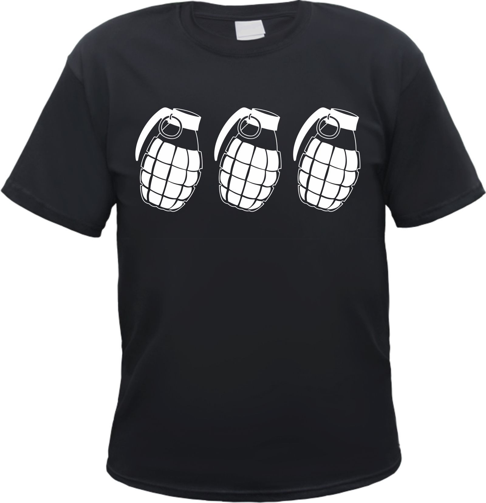 HB-Druck T-Shirt Drei Handgranaten Herren T-Shirt - Tee Shirt aus 100% Baumwolle mit strapazierfähigem Aufdruck