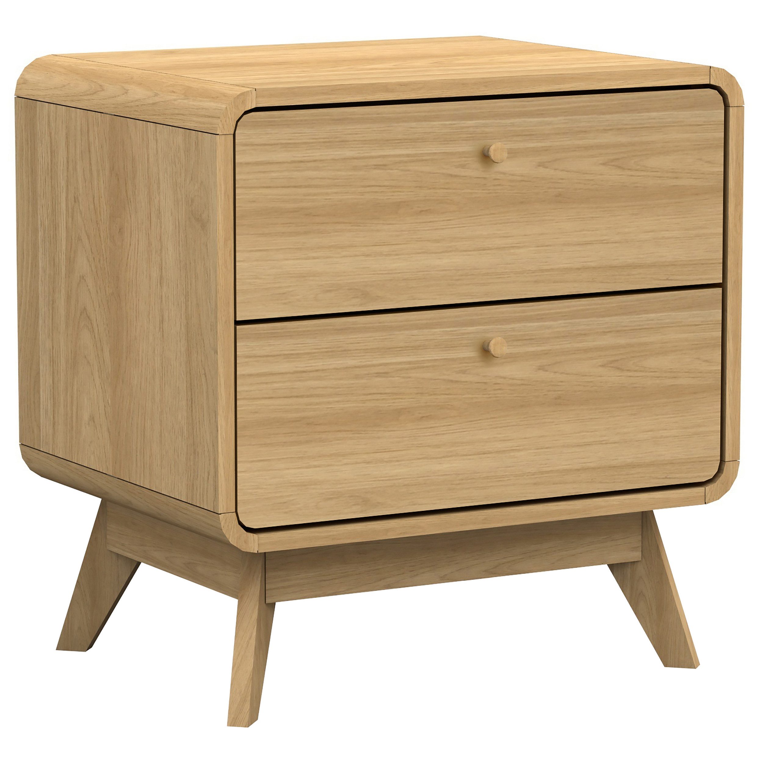 loft24 Nachtschrank Caitlin Nachttisch mit 2 Schubladen, MDF, Skandinavisches Design, modern