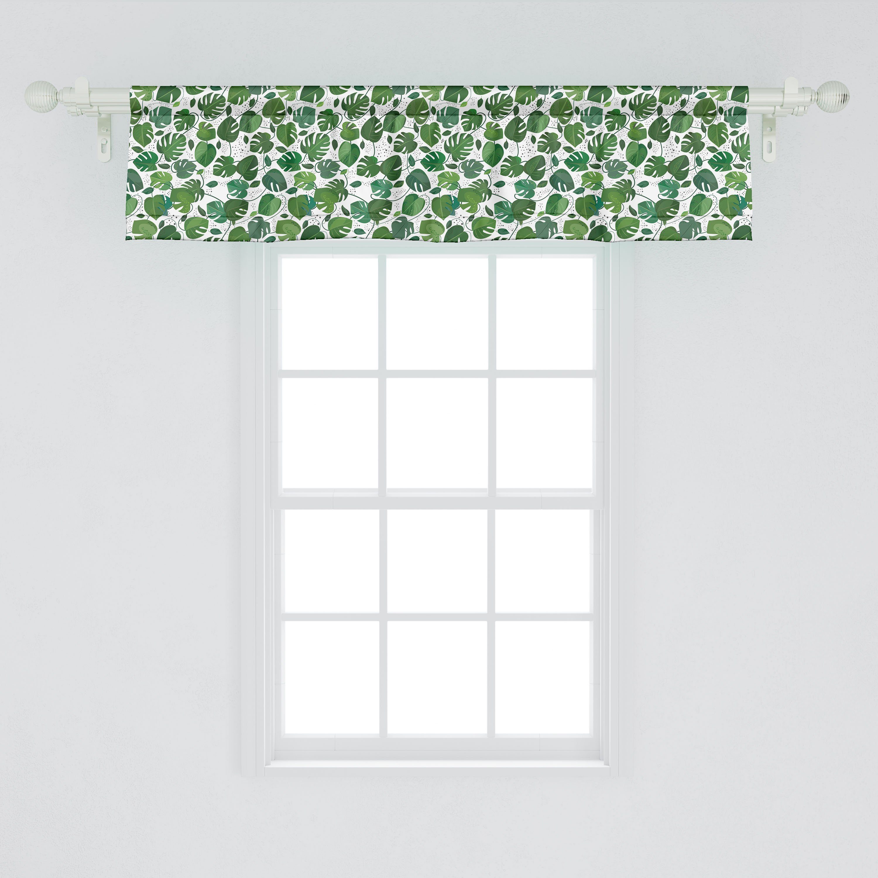 Dekor mit Grüne Regenwald Vorhang Scheibengardine Abakuhaus, Volant Microfaser, Küche Monstera Schlafzimmer Blätter für Stangentasche,