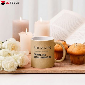 22Feels Tasse, Keramik, Glitzertasse, Made in Germany