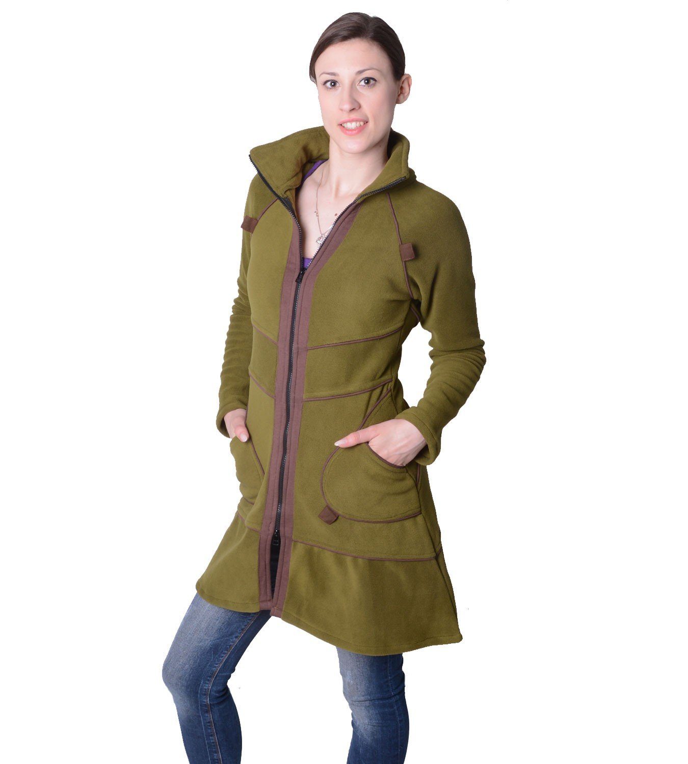 Fleecejacke Patchwork Fleecemantel - Goa Hippie Jacke Damenjacke
