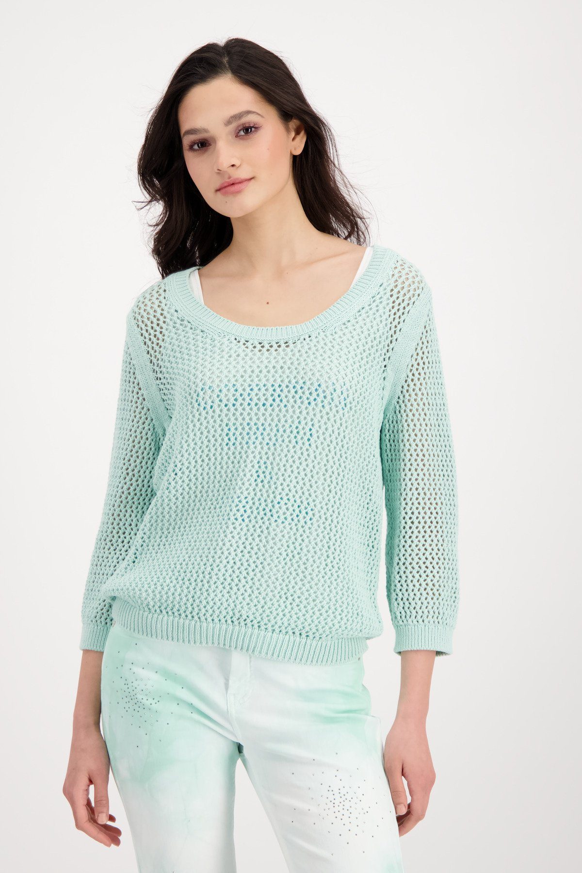 Strickpullover Basic Pullover mit Lochmuster