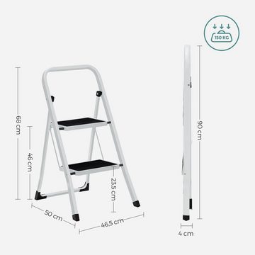 SONGMICS Trittleiter Klapptritt, Leiter mit 2 Stufen, Klapptritt, bis 150 kg belastbar