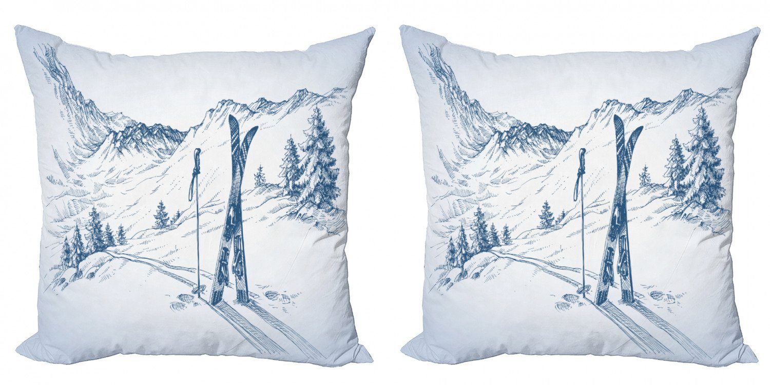 Kissenbezüge Modern Accent Doppelseitiger Digitaldruck, Abakuhaus (2 Stück), Winter Landschaft von Snowy Mountains