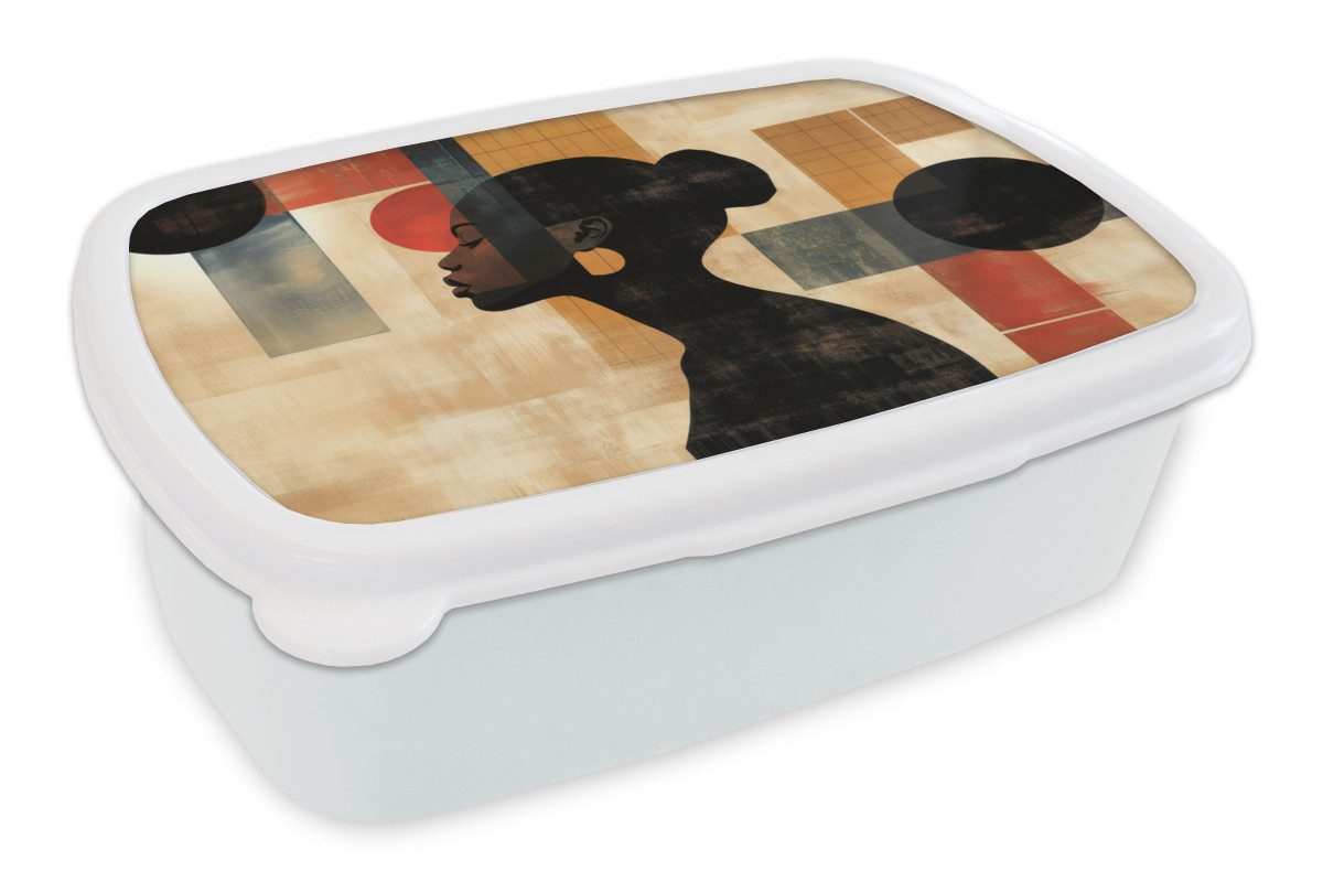 MuchoWow Lunchbox Seitenansicht - Frau - Formen, Kunststoff, (2-tlg), Brotdose Schule oder Arbeit, Brotbox für Kinder und Erwachsene