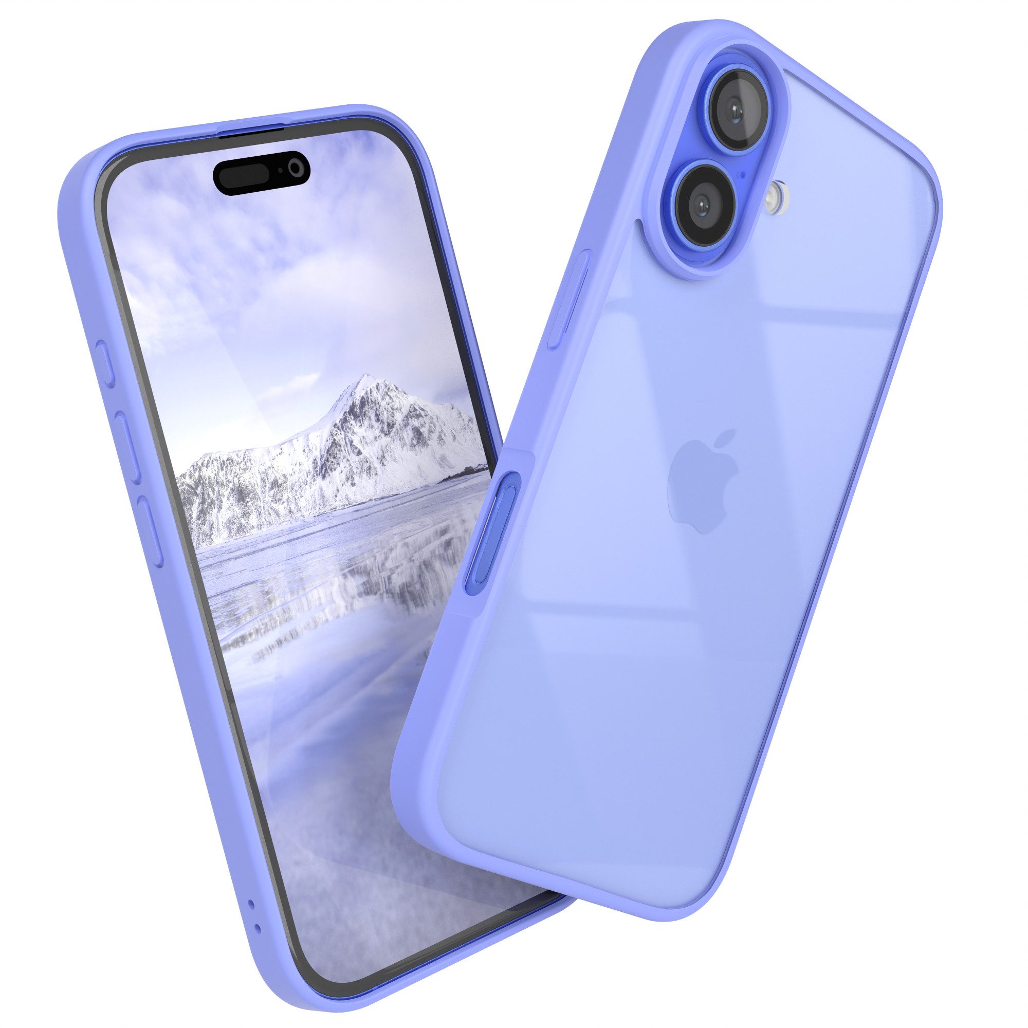 EAZY CASE Handyhülle Bumper Case für Apple iPhone 16 6,1 Zoll, Smart Slimcover Transparent stoßfest Hybrid Hülle Back Cover Blau