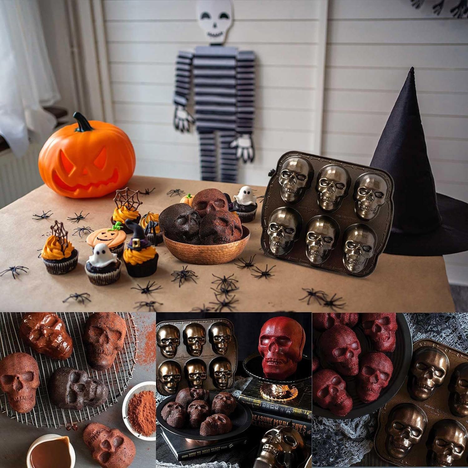 MAGICSHE Backform Kreative 3D-Totenkopf-Halloween-Backform, 6 Fächer, (1-tlg), Aluminium