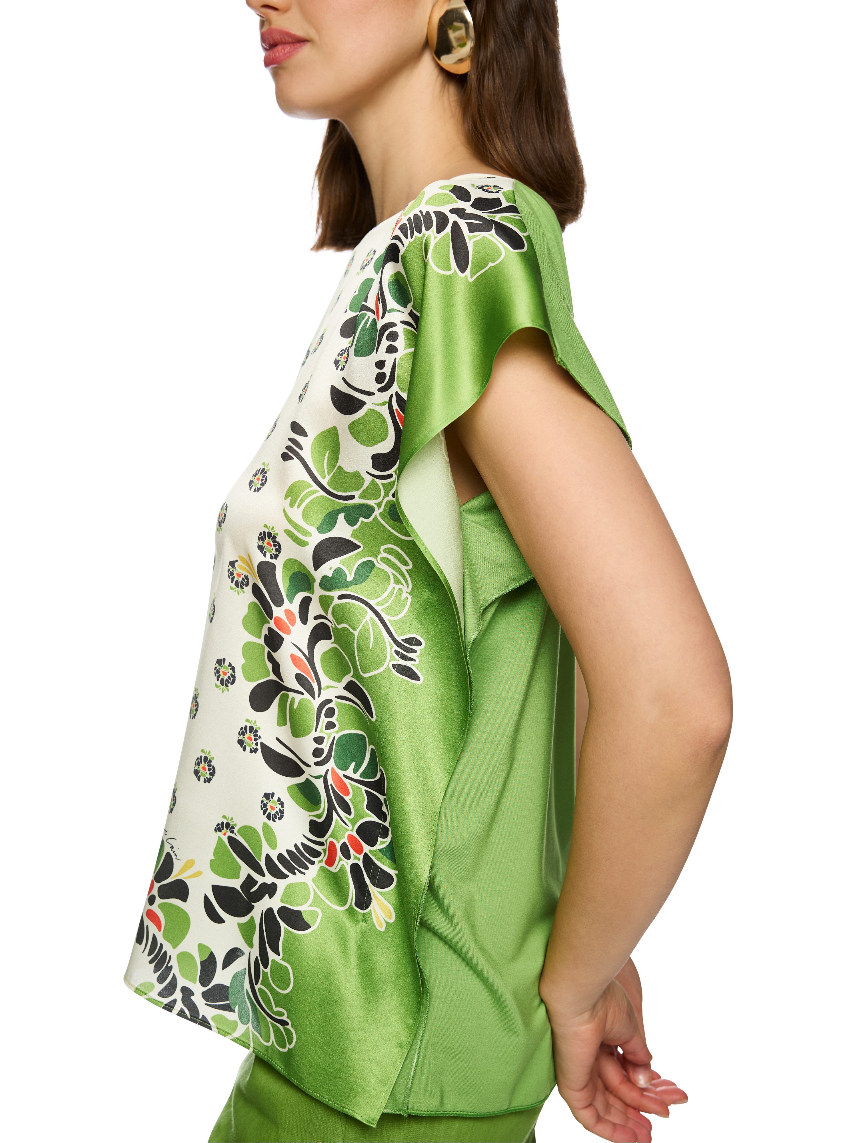 Marc Cain Shirtbluse Leo's Oasis Premium Damenmode mit Hibiskus-Print