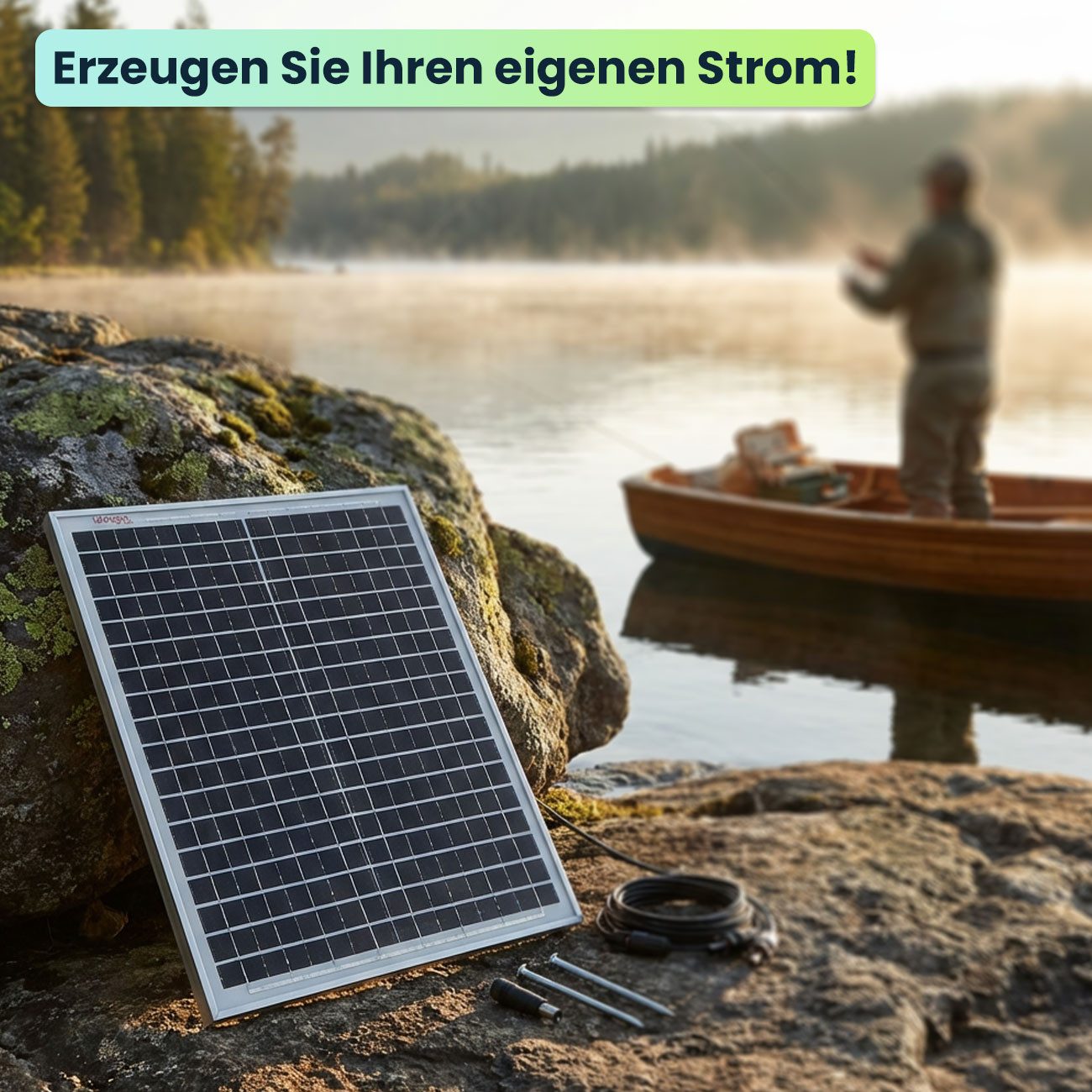 shop'n smile ideoon Mobiles Powerstation Set 88,8Wh 20W Solarmodul 230V Steckdose Leuchte Powerstation (20W Leistung, Max. Netzspannung (Vmp): 19,5 V, Leerlaufspannung (Voc): 21,8 V V), 20W Modul IP65, 230V, PD 65W & LED-Leuchte