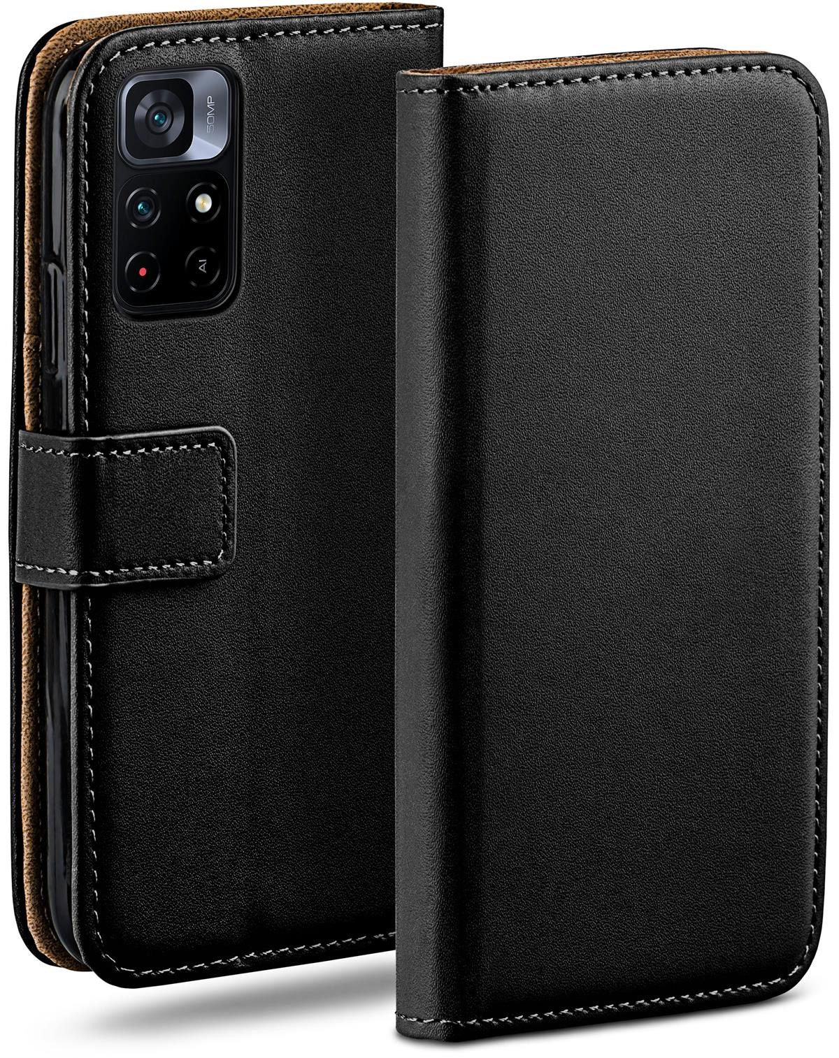 moex Handyhülle für Poco M4 Pro 5G Hülle Klappbar Book Case Schwarz 6,6 Zoll, Klapphülle Kartenfach Flip Cover Handytasche Leder Optik Schutzhülle