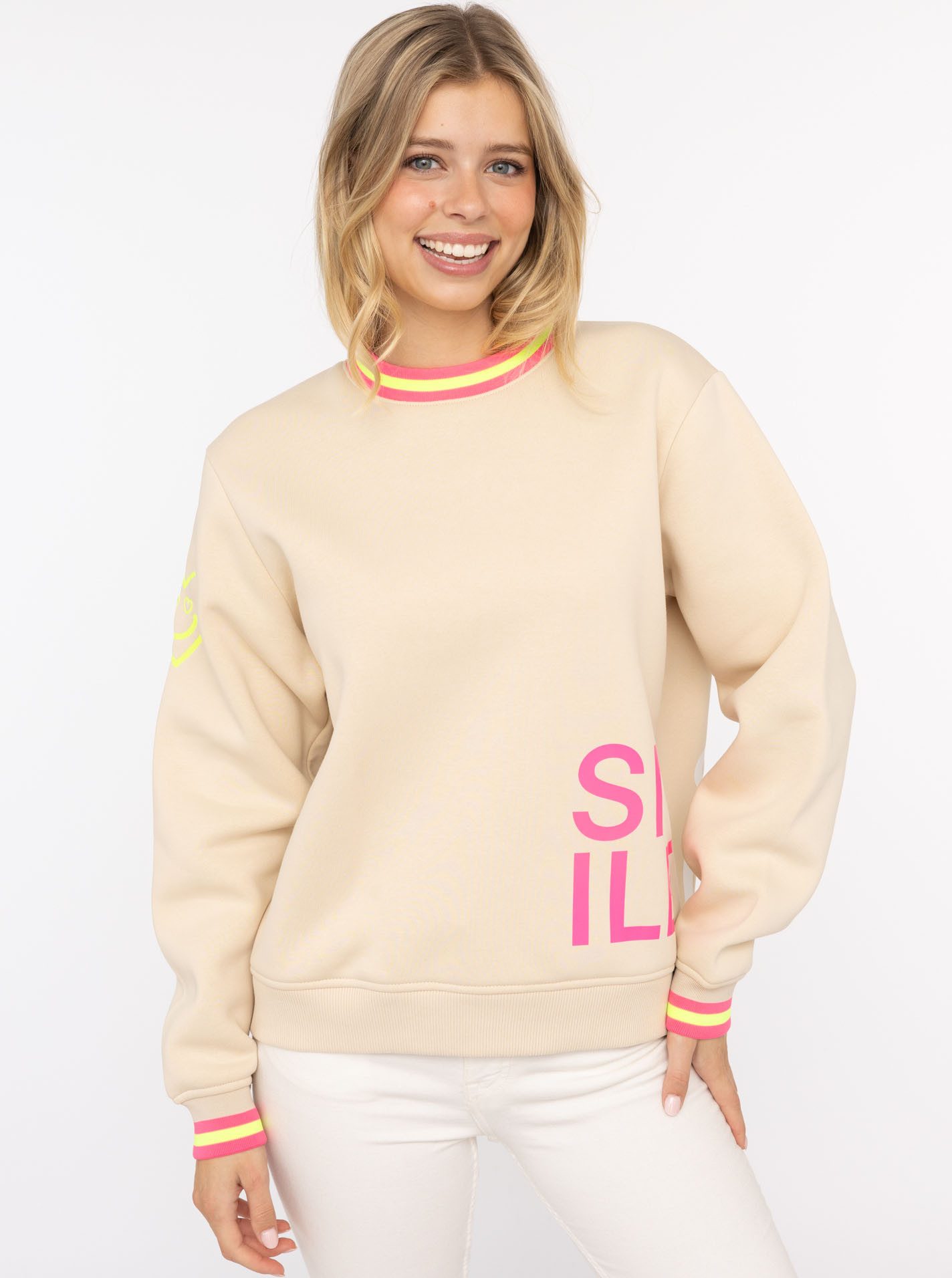 Zwillingsherz Sweatshirt "Alissa" mit SMILE PRINT, Kontrastbündchen, gestic günstig online kaufen
